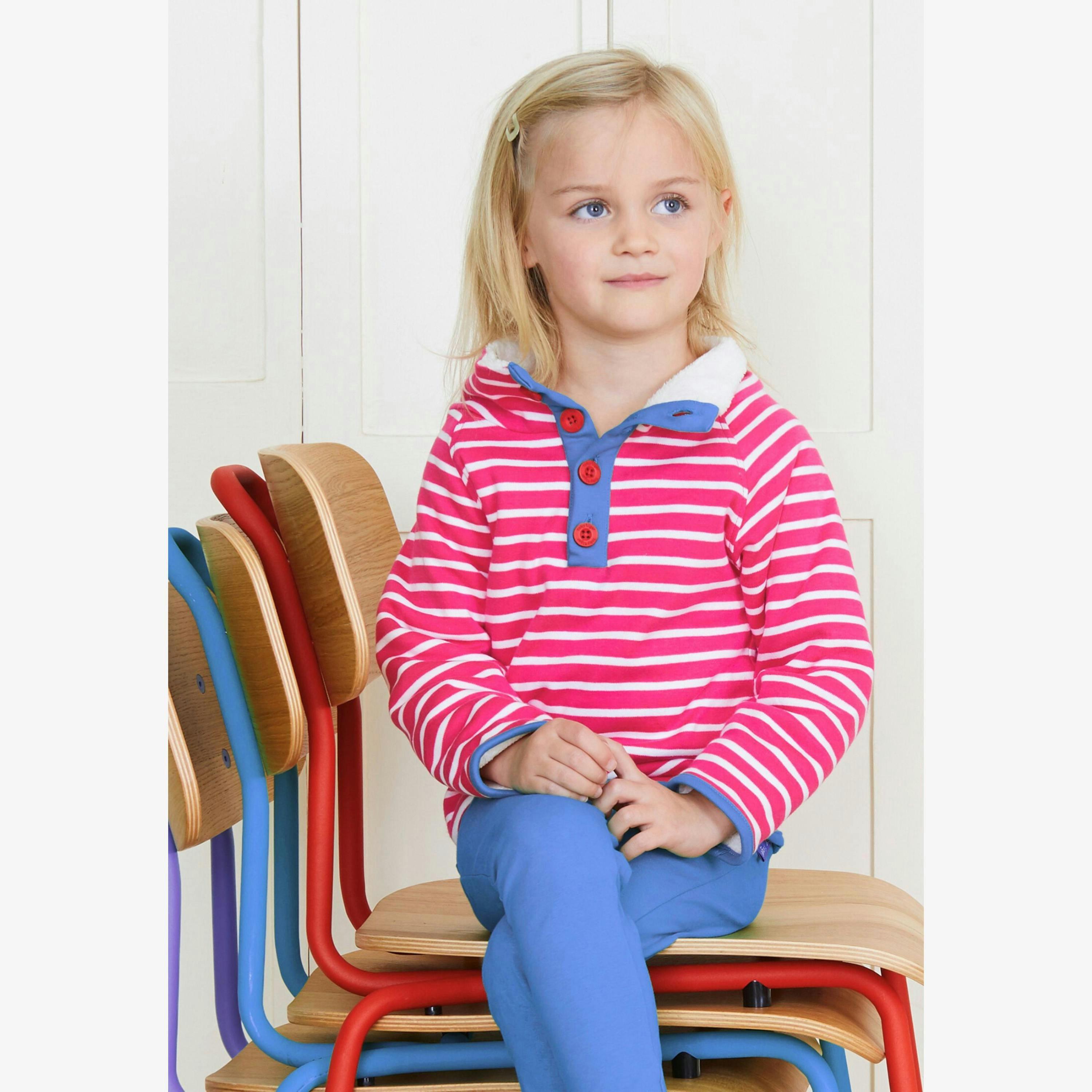 Organic Pink Breton Cosy Fleece Sweatshirt , view 2 of 2