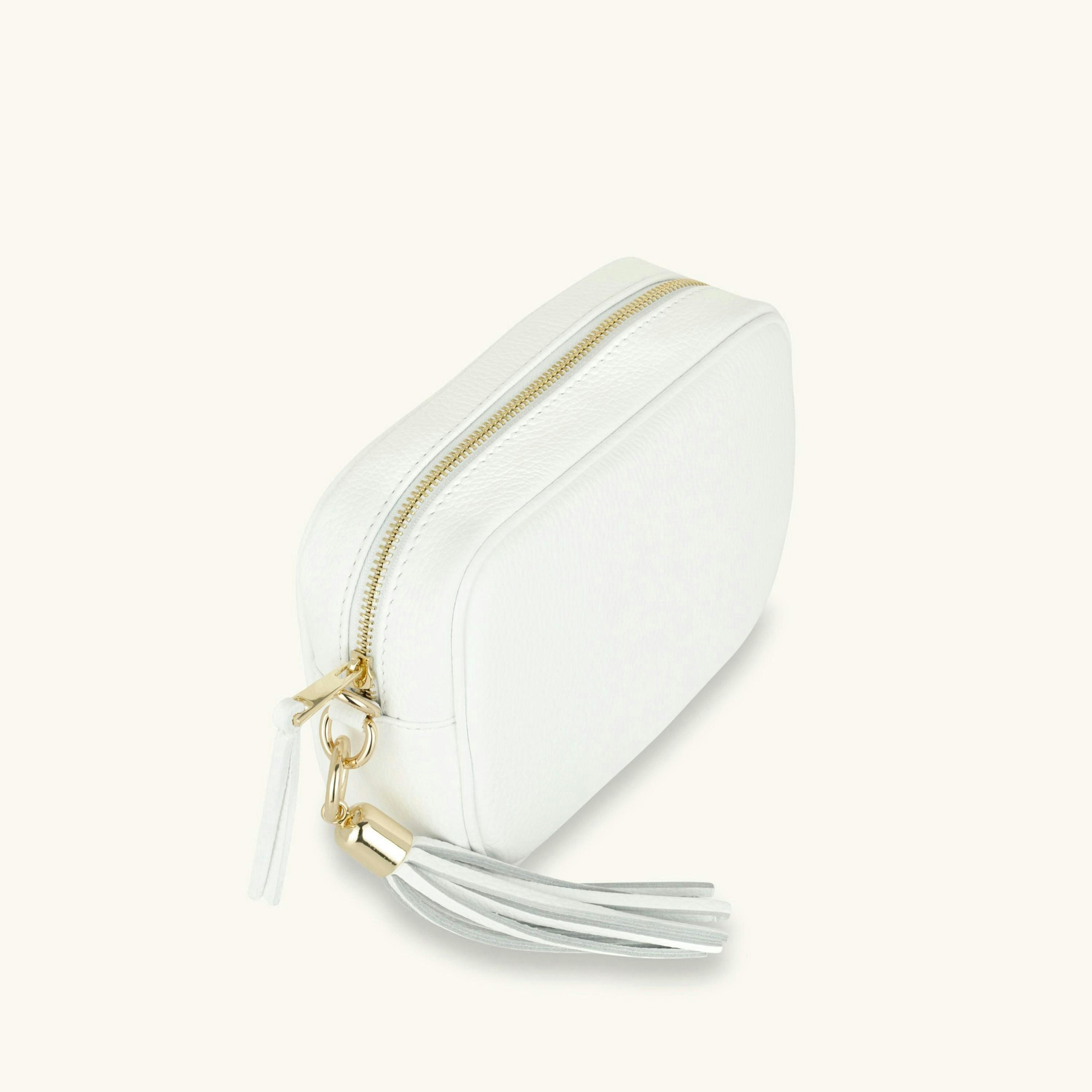 The Tassel Leather Crossbody Bag With Gold Chain Strap , view 4 of 6