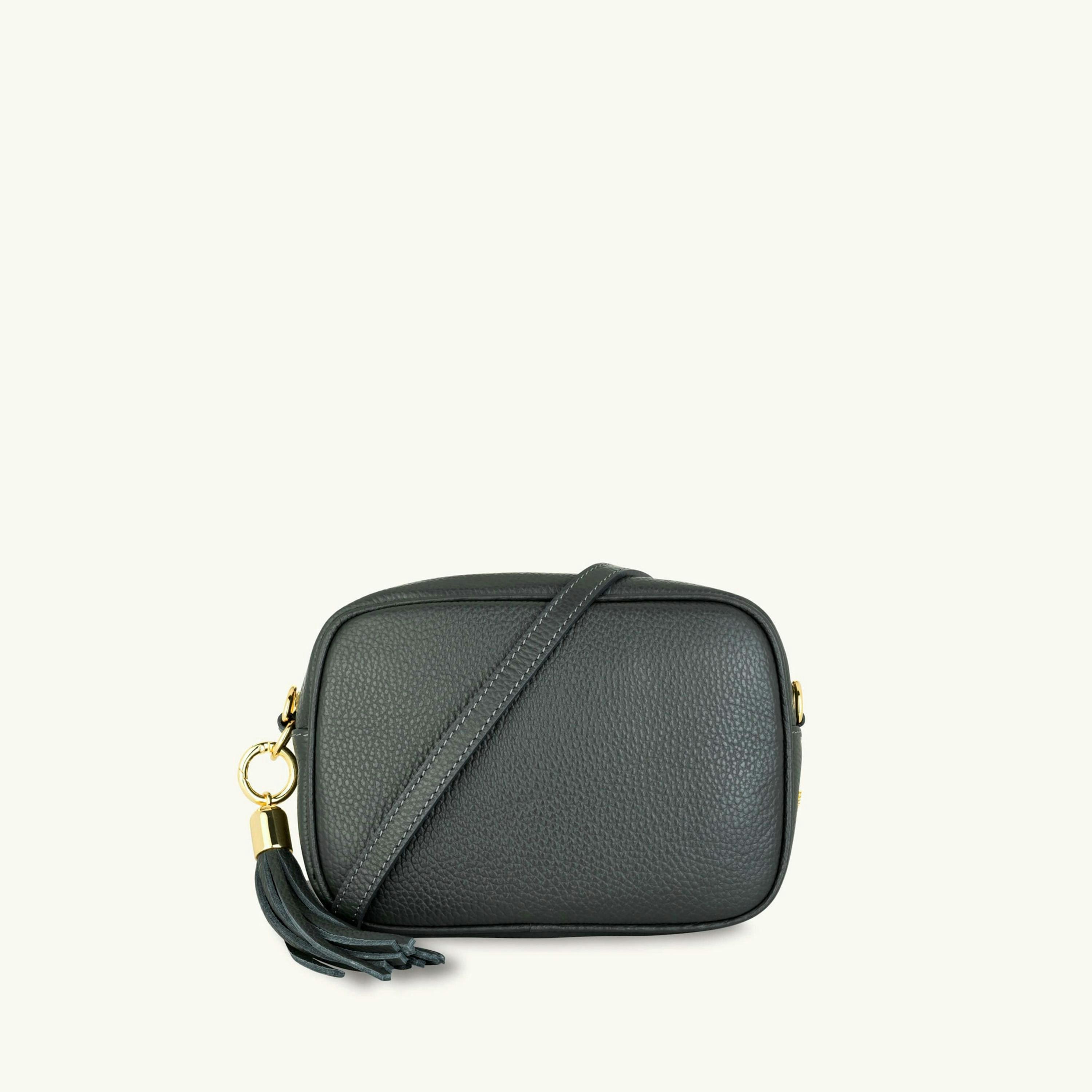 The Tassel Leather Crossbody Bag With Gold Chain Strap , view 2 of 6