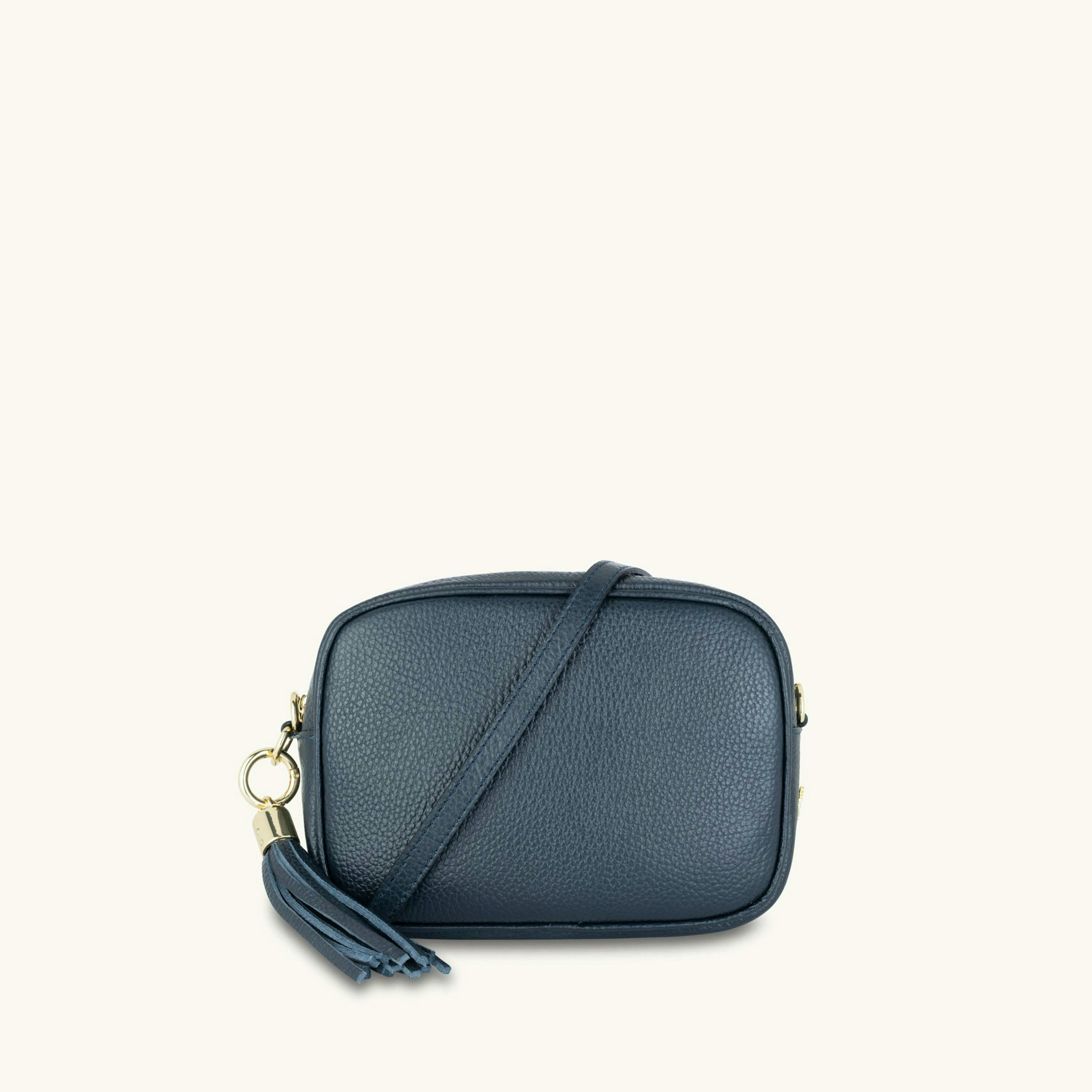 The Tassel Leather Crossbody Bag With Gold Chain Strap , view 2 of 6