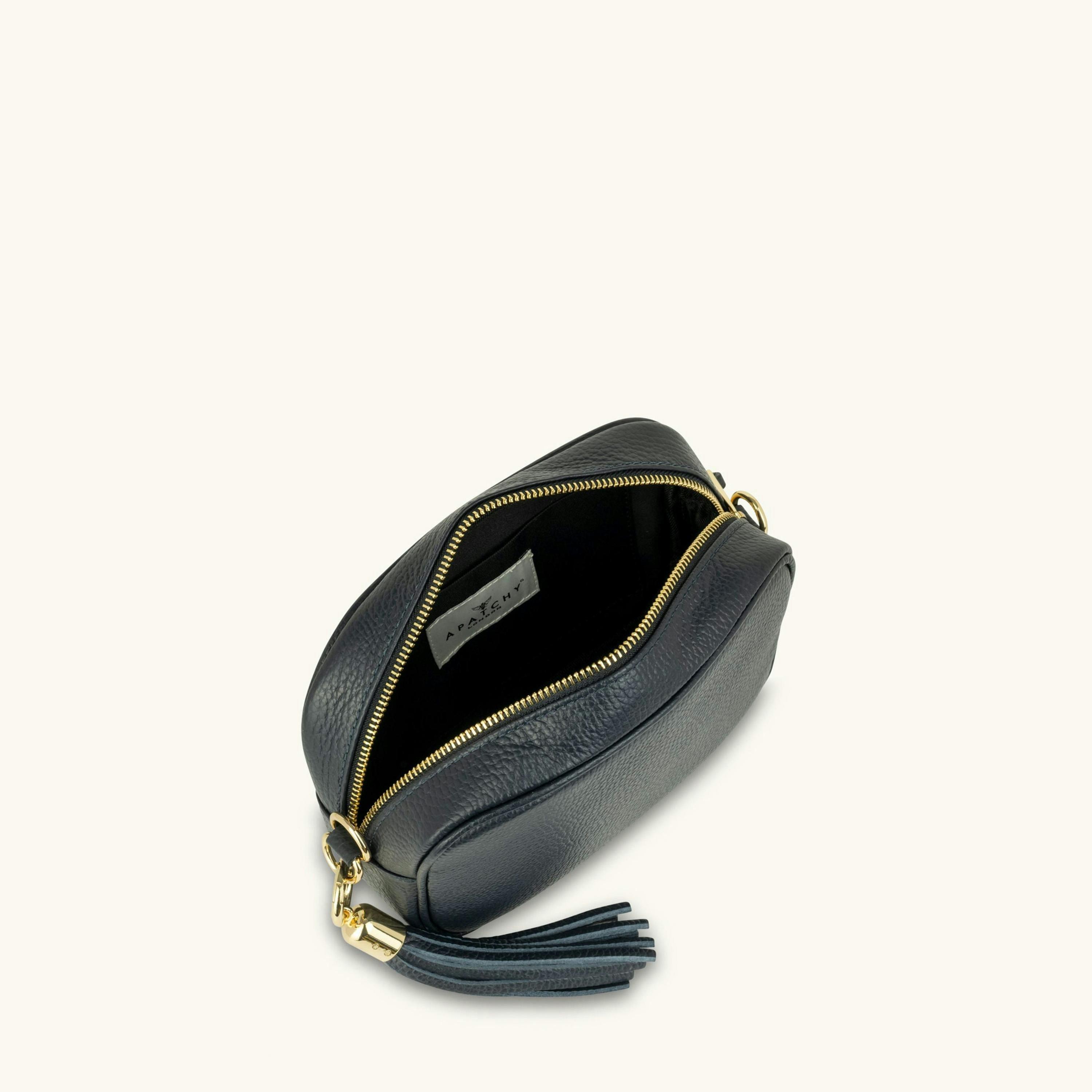 The Tassel Leather Crossbody Bag With Gold Chain Strap , view 4 of 6