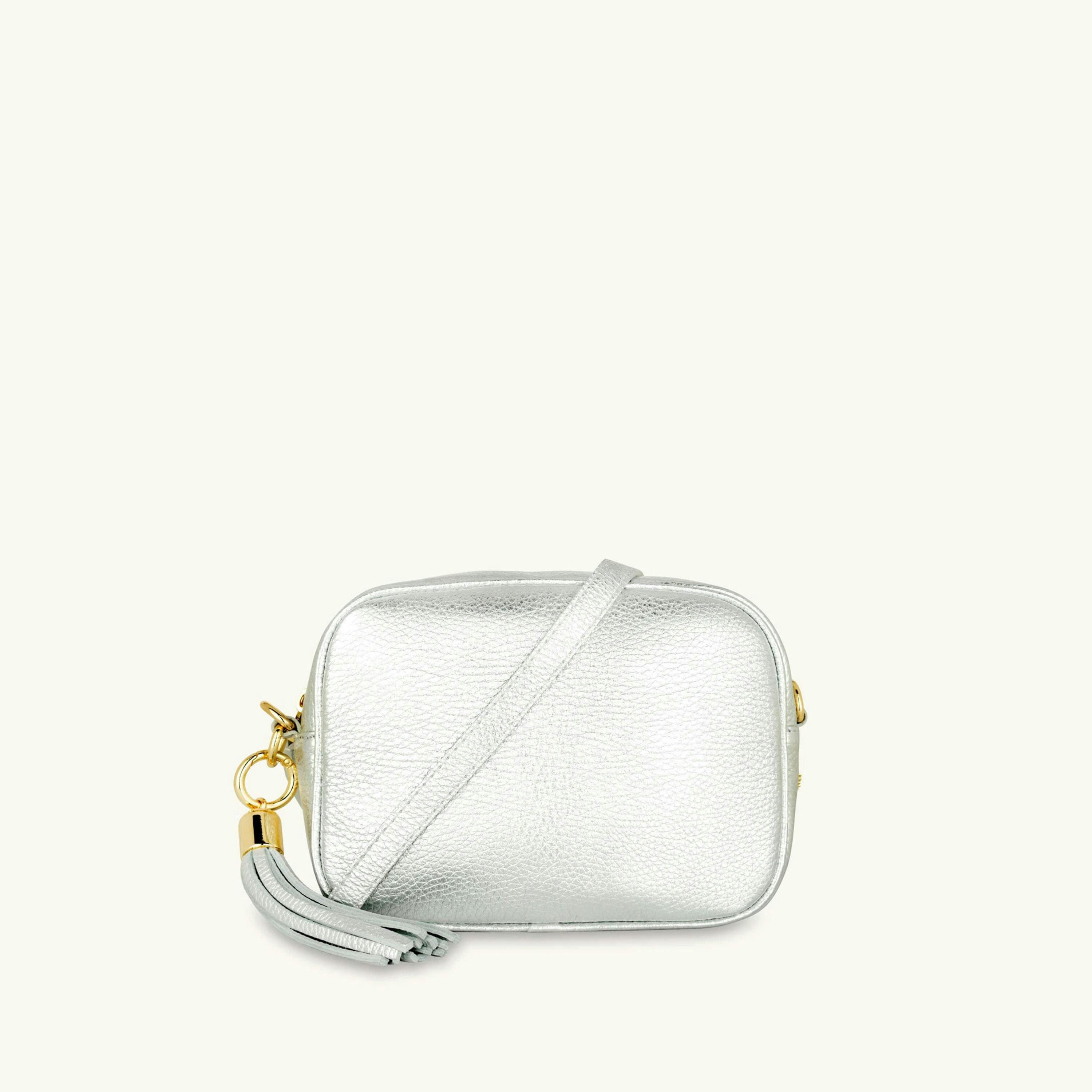 The Tassel Leather Crossbody Bag With Gold Chain Strap , view 2 of 6