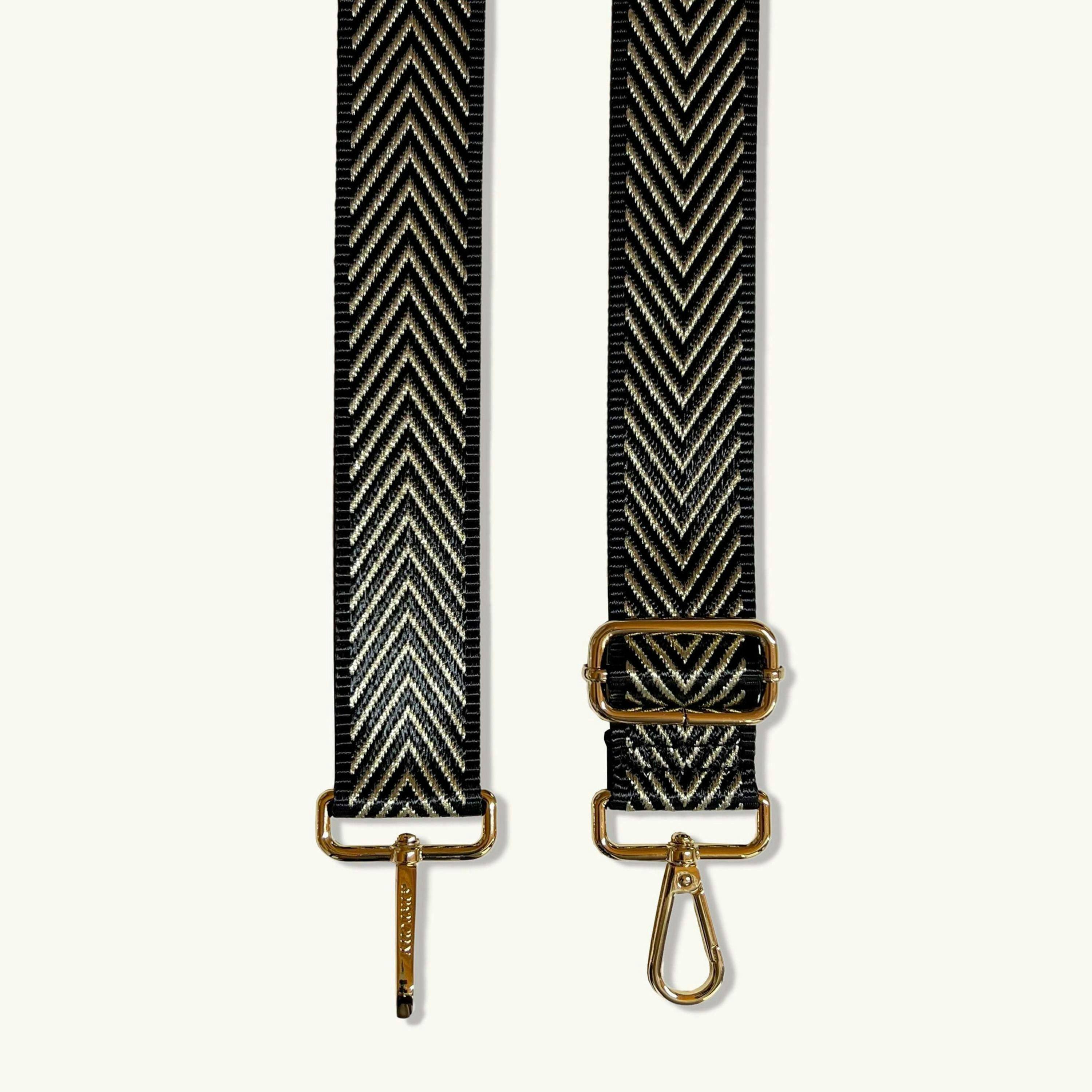 The Bloxsome Leather Crossbody Bag With Black & Gold Chevron Strap , view 6 of 6