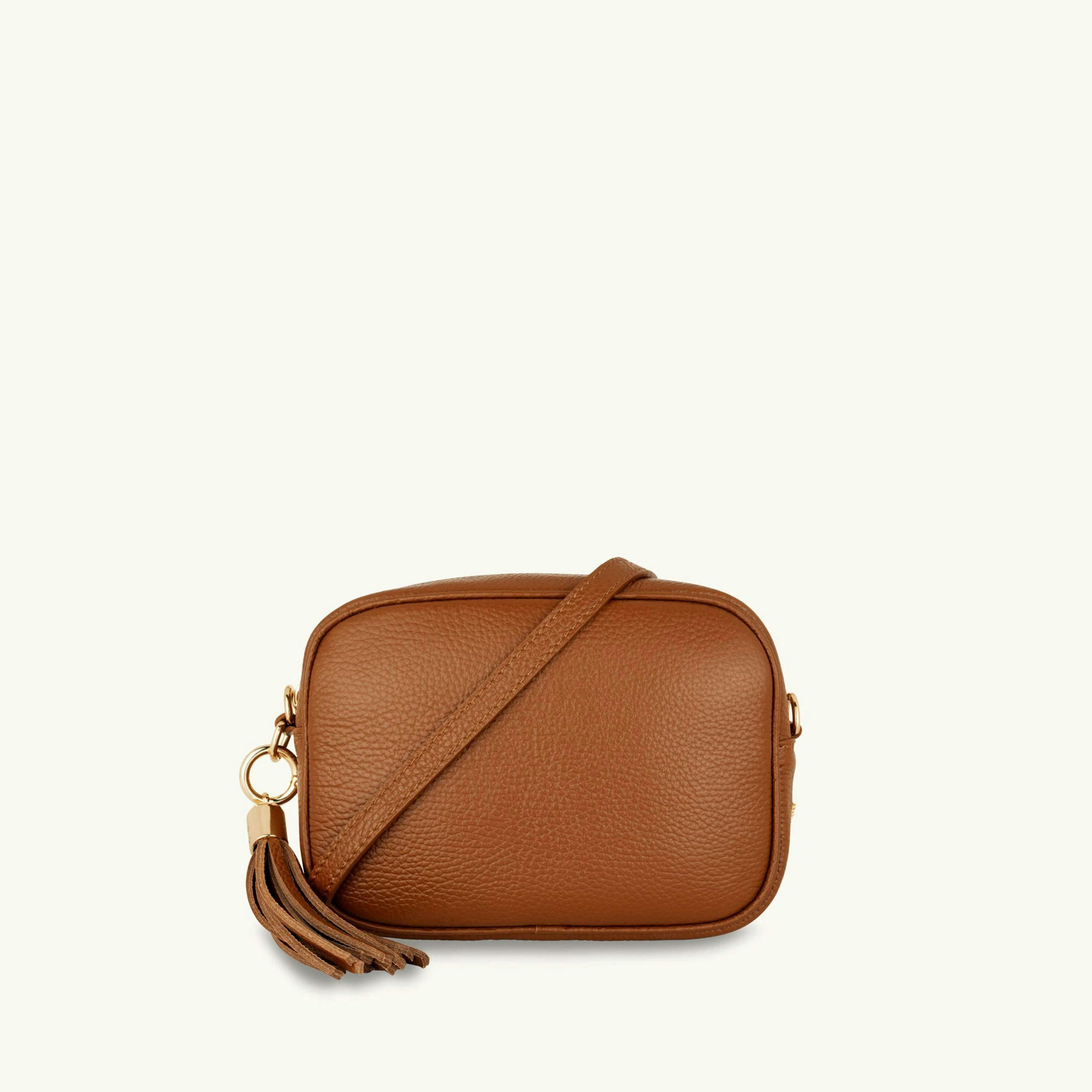 The Tassel Leather Crossbody Bag With Gold Chain Strap , view 2 of 6
