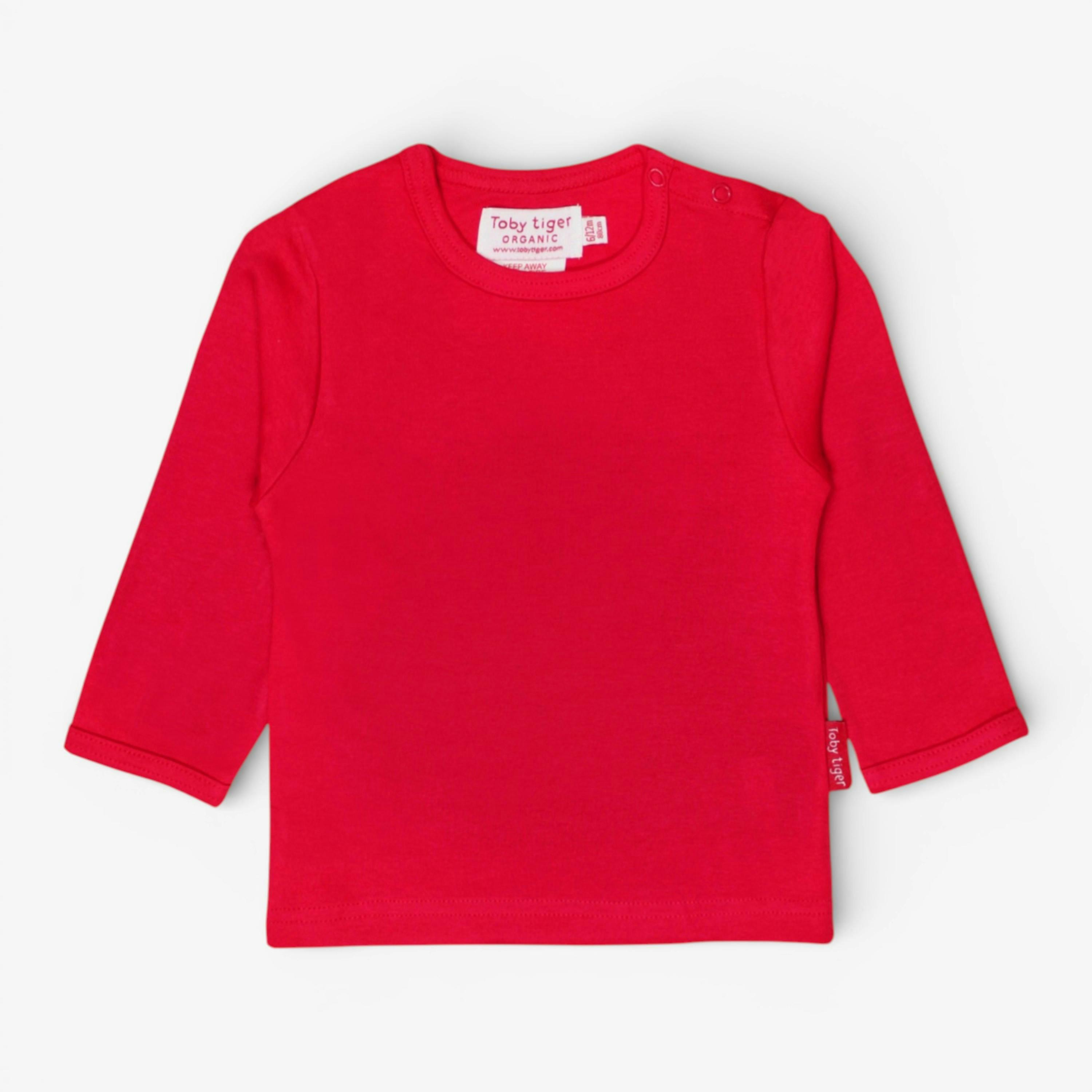 Organic Red Basic Long-Sleeved T-Shirt , view 1 of 1