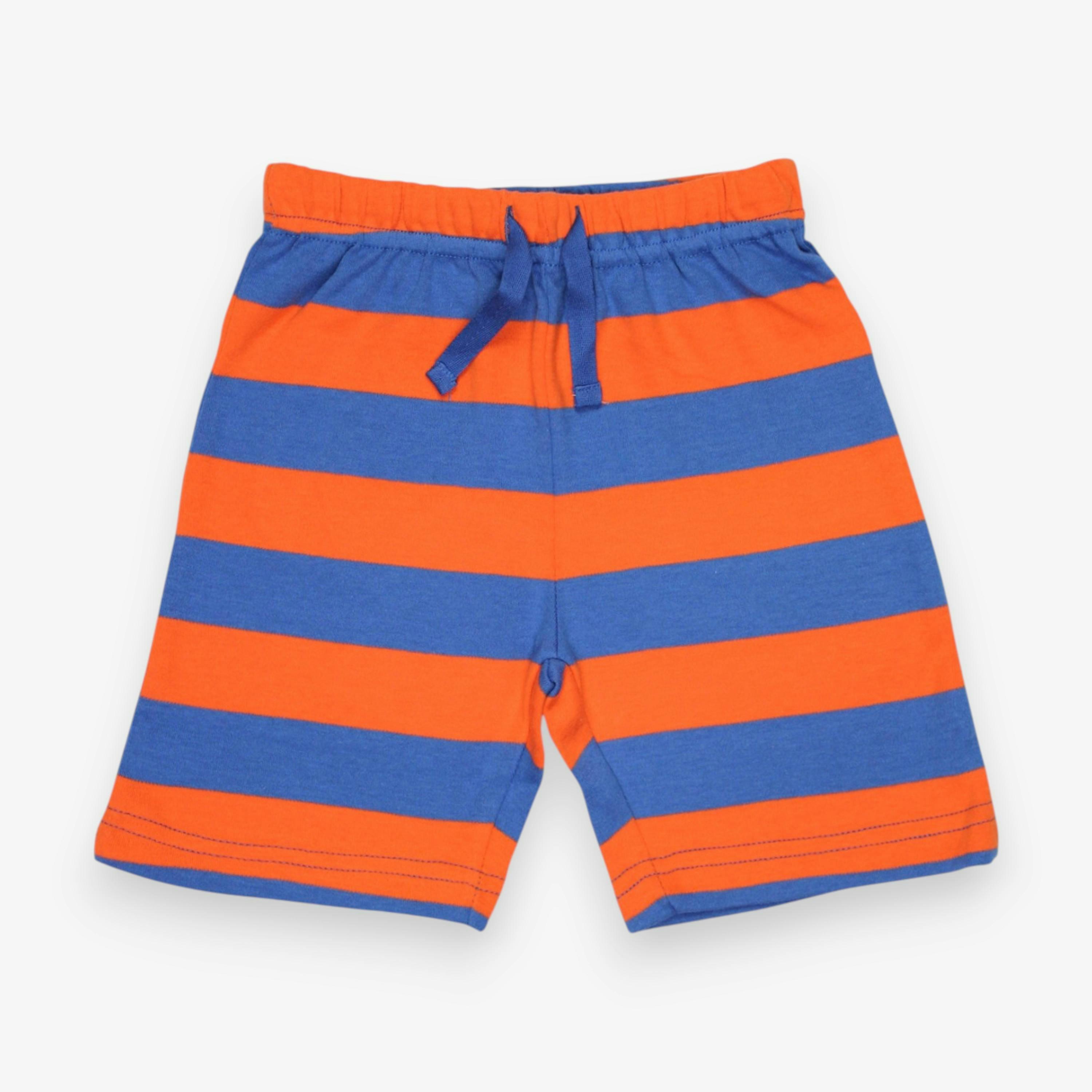 Organic Orange and Blue Stripe Shorts , view 1 of 2