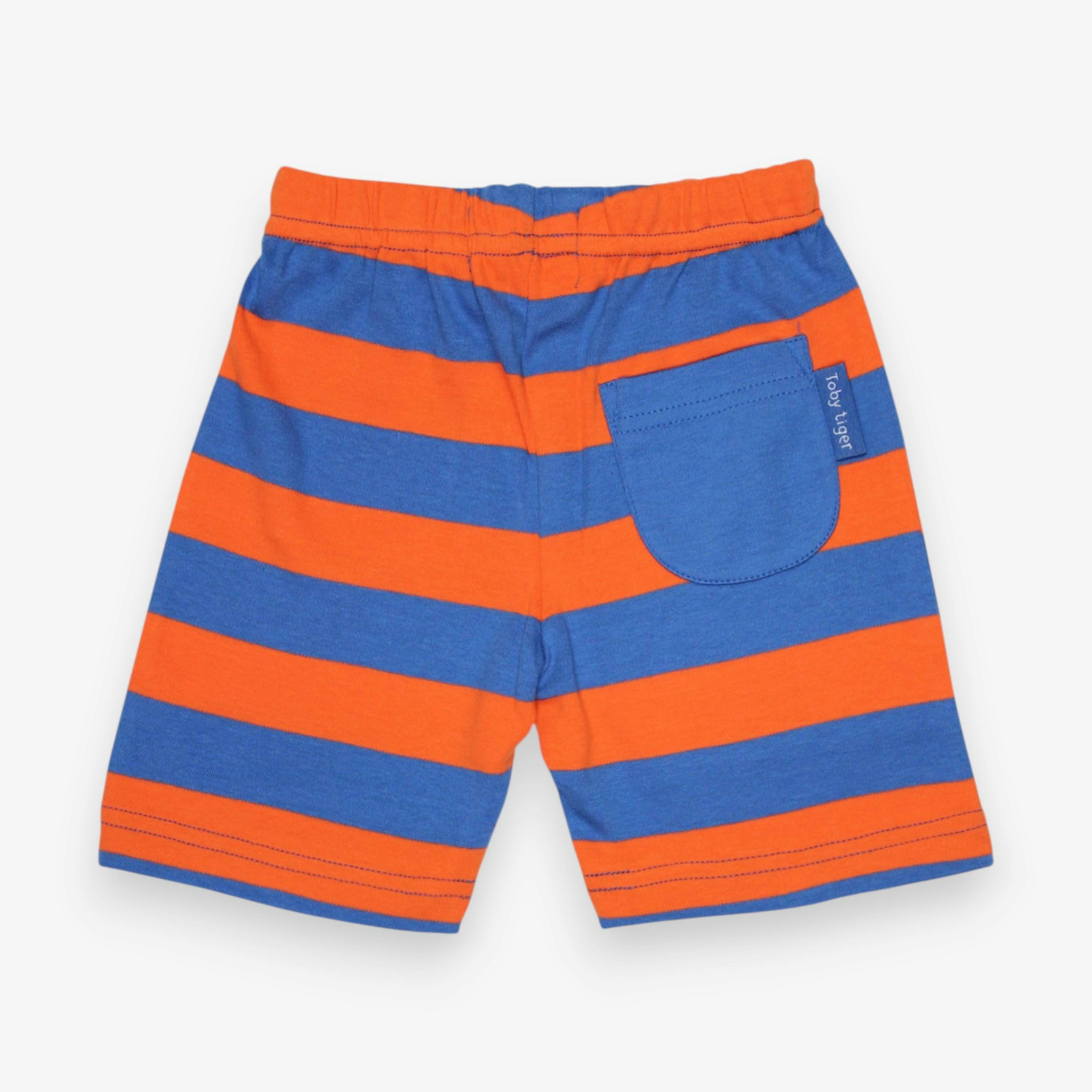 Organic Orange and Blue Stripe Shorts , view 2 of 2