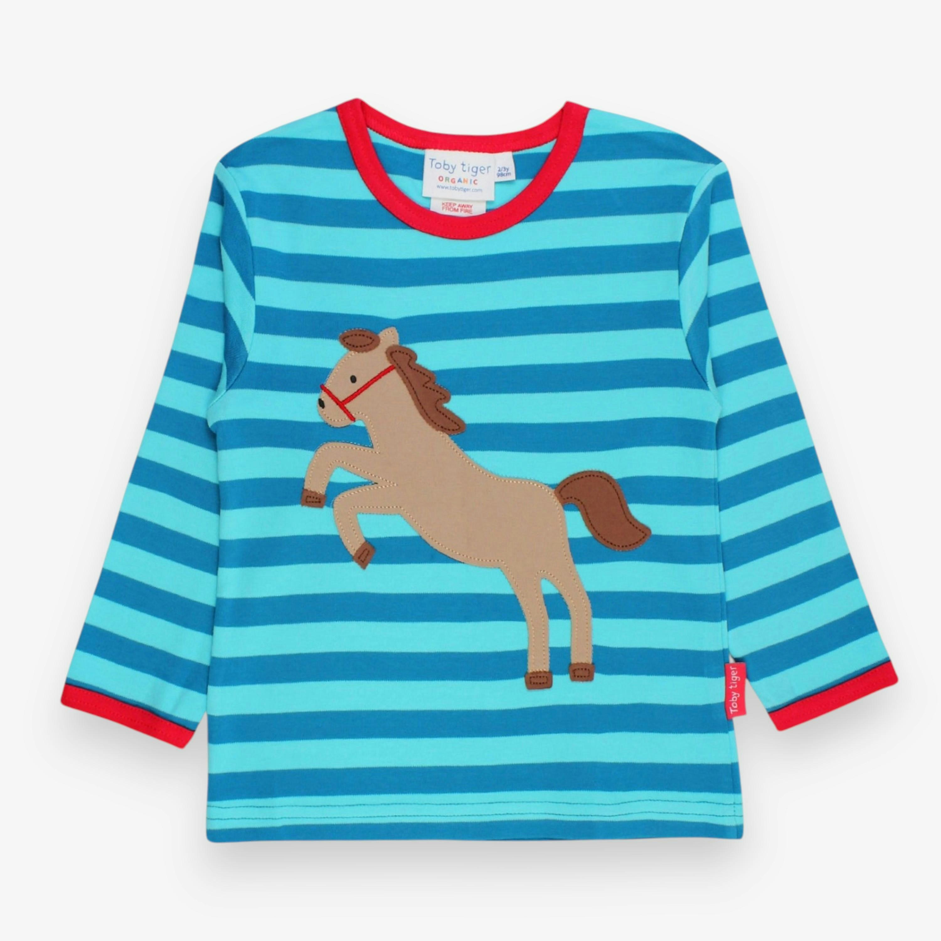 Organic Jumping Horse Applique Long-Sleeved T-Shirt , view 1 of 2