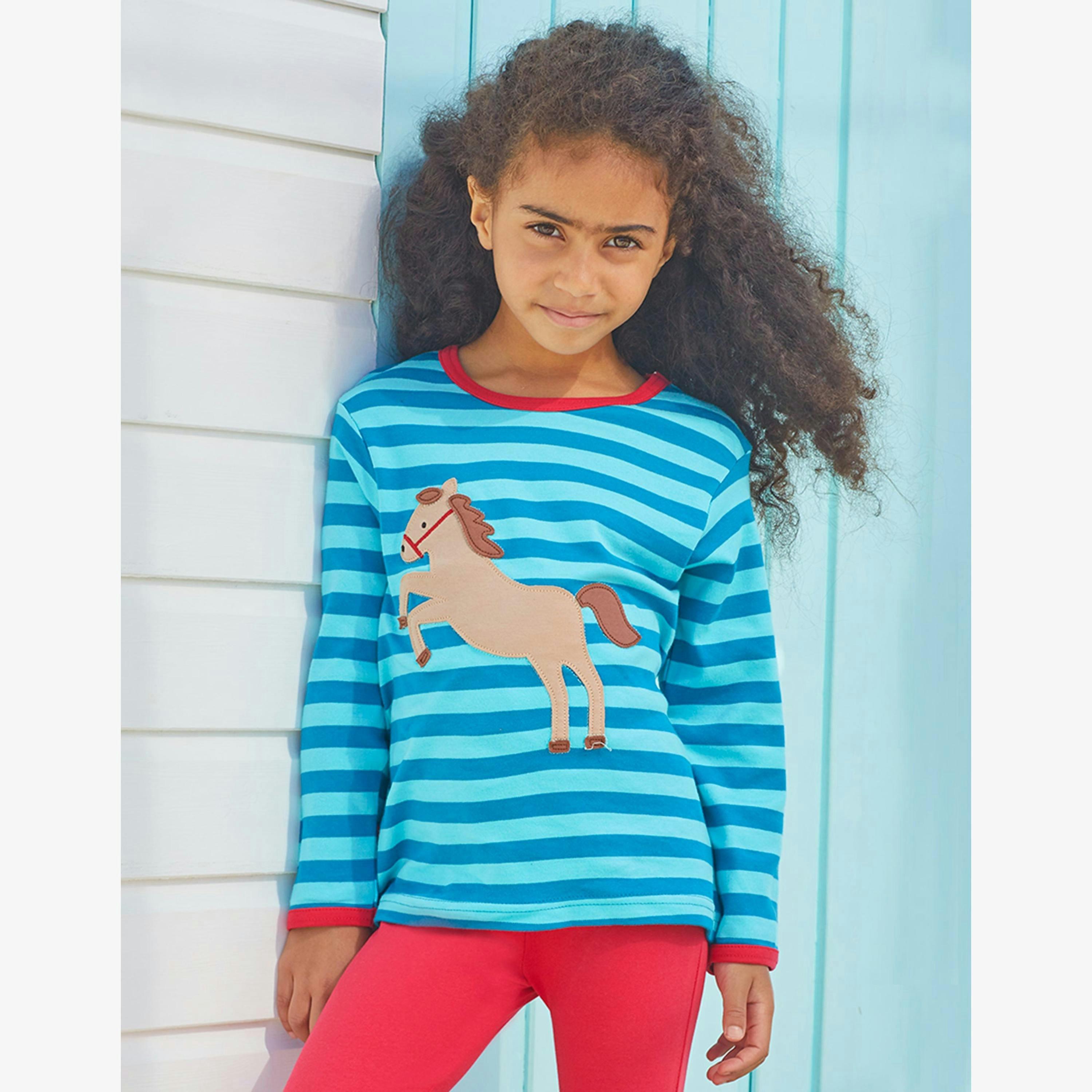 Organic Jumping Horse Applique Long-Sleeved T-Shirt , view 2 of 2