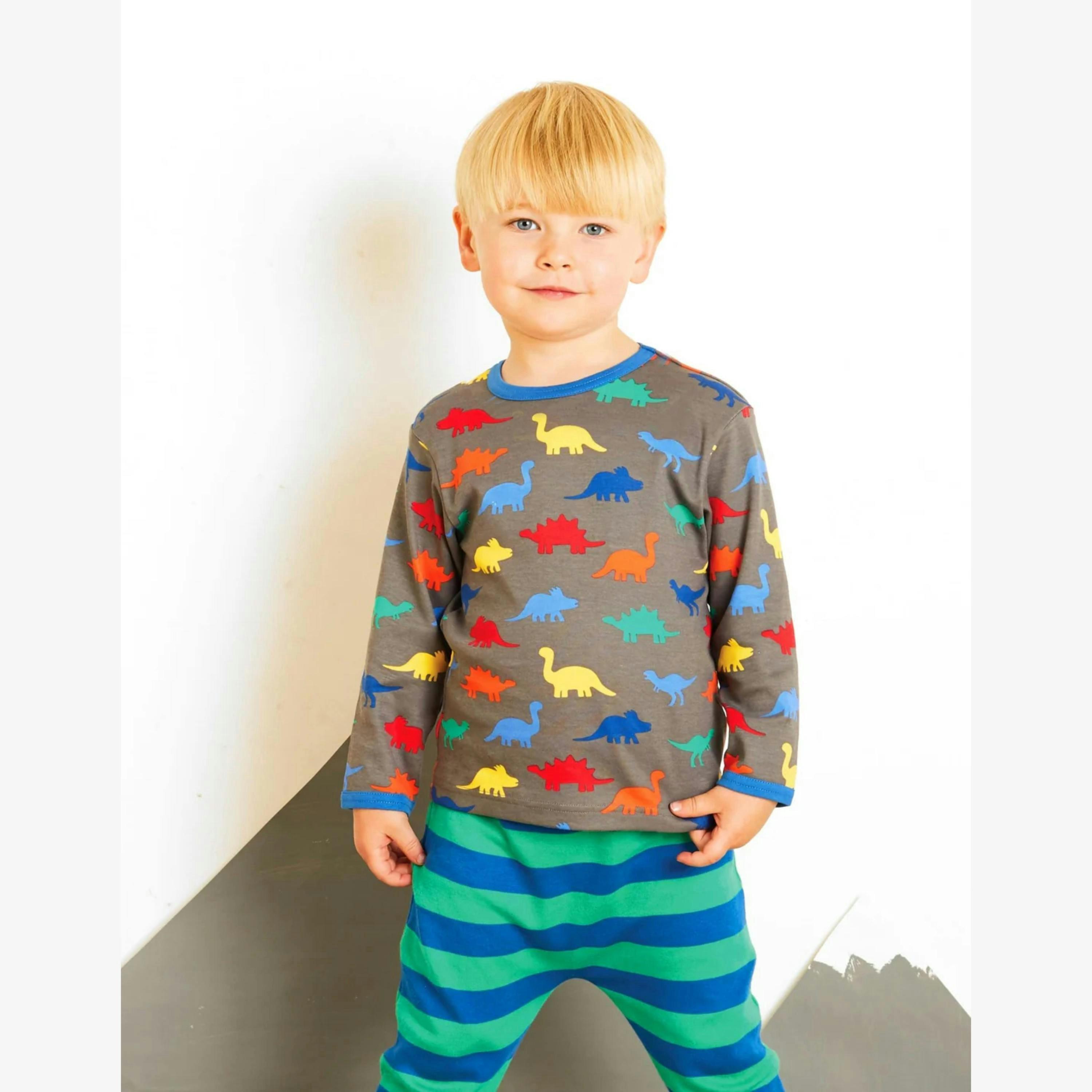 Organic Dinosaur Print Long-Sleeved T-Shirt , view 2 of 2