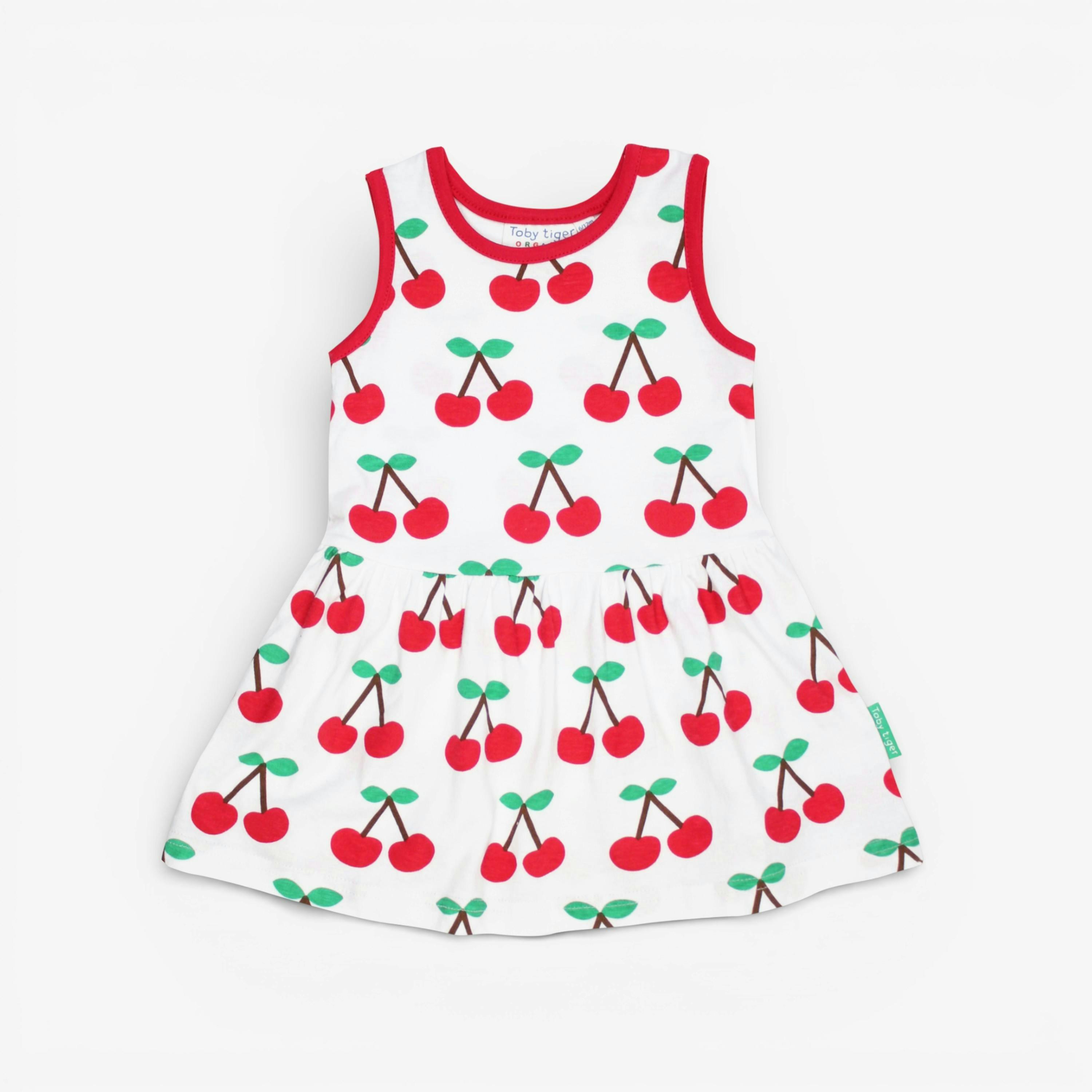 Organic Cherry Print Summer Dress , view 1 of 2