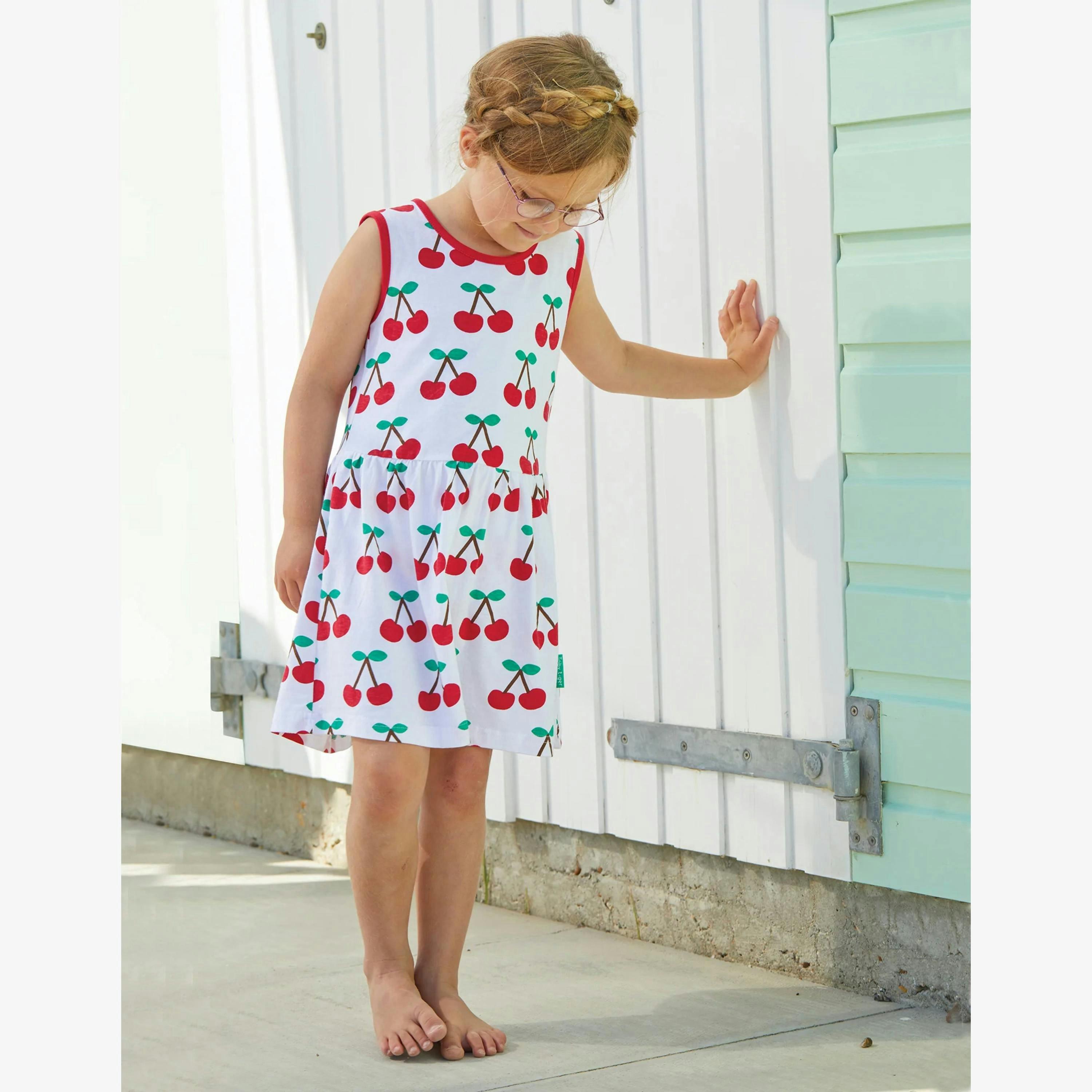 Organic Cherry Print Summer Dress , view 2 of 2