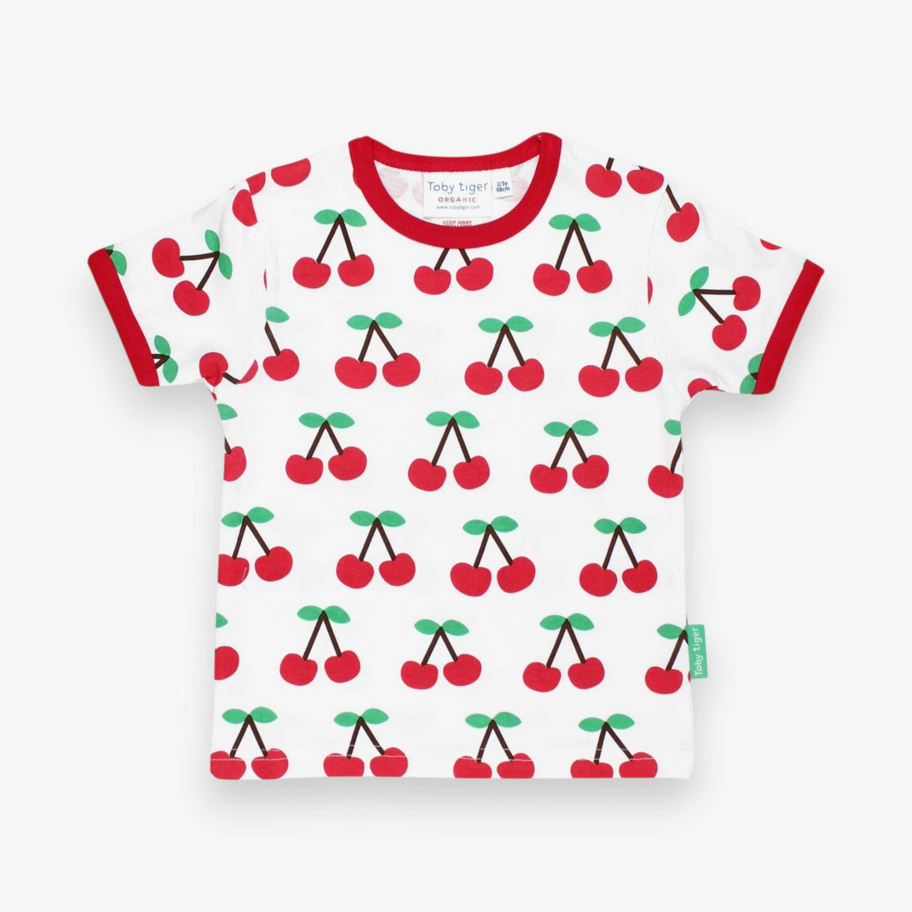 Organic Cherry Print Short-Sleeved T-Shirt , view 1 of 2
