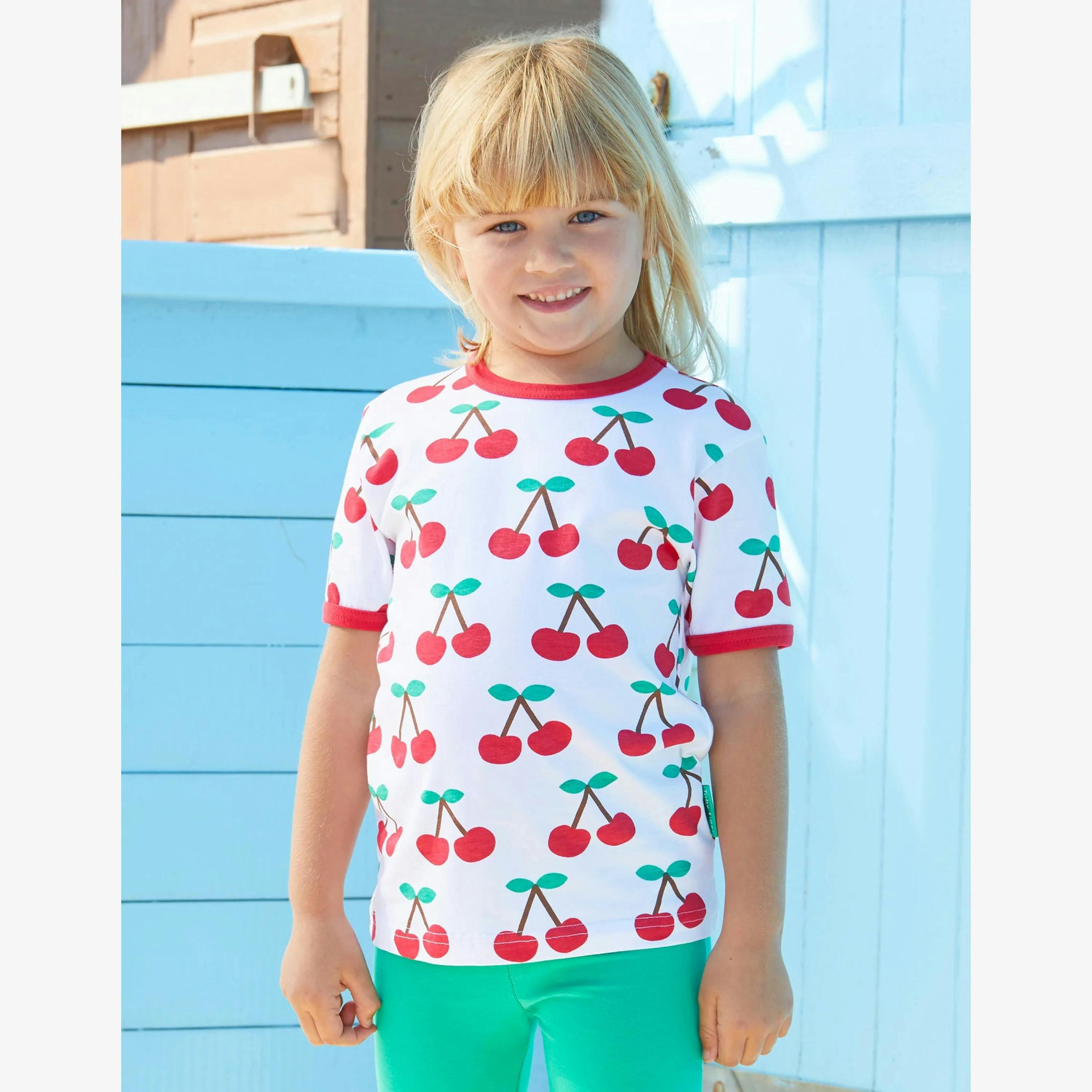 Organic Cherry Print Short-Sleeved T-Shirt , view 2 of 2