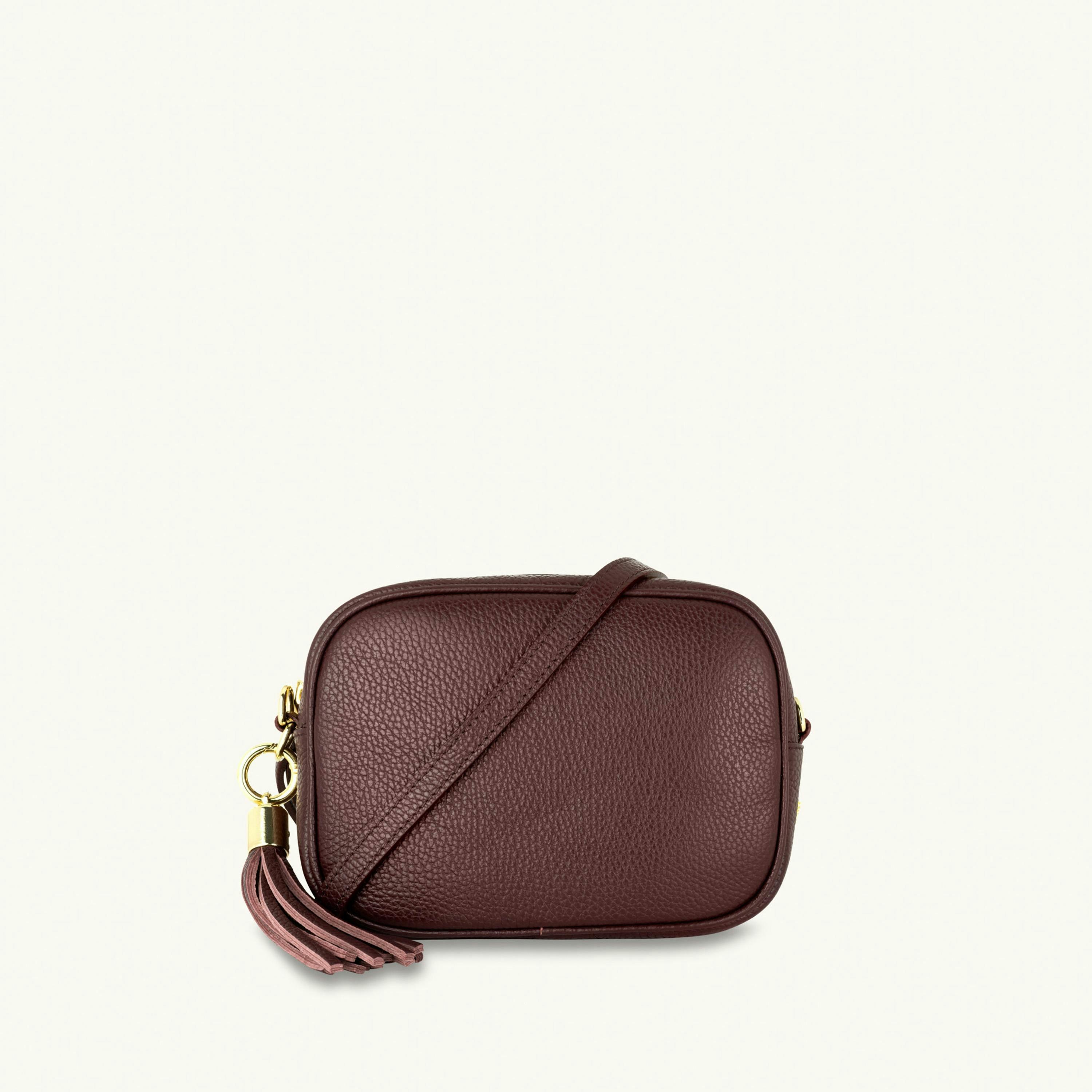 The Tassel Leather Crossbody Bag With Gold Chain Strap , view 2 of 6
