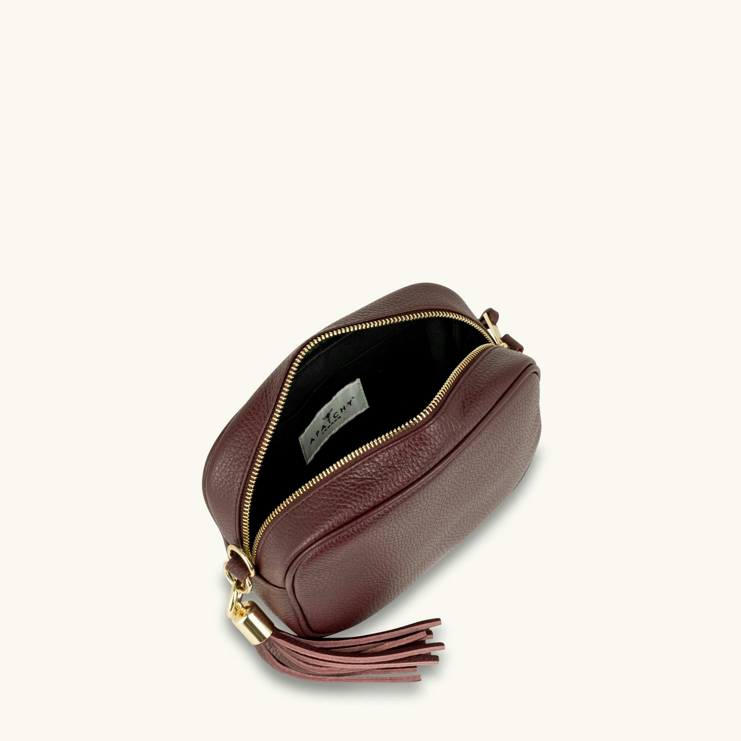 The Tassel Leather Crossbody Bag With Gold Chain Strap , view 5 of 6