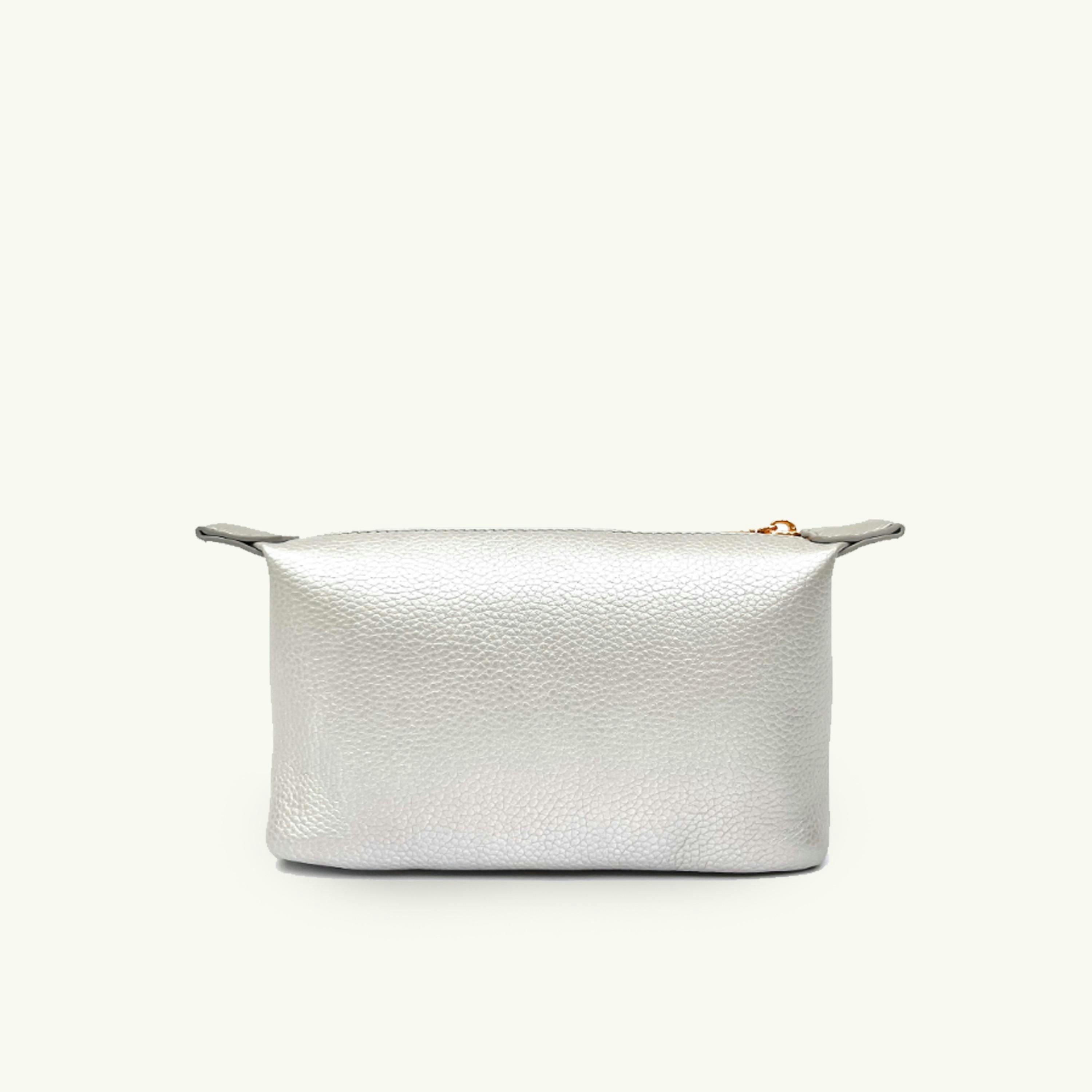 Medium Leather Silver Beauty Bag , view 2 of 3