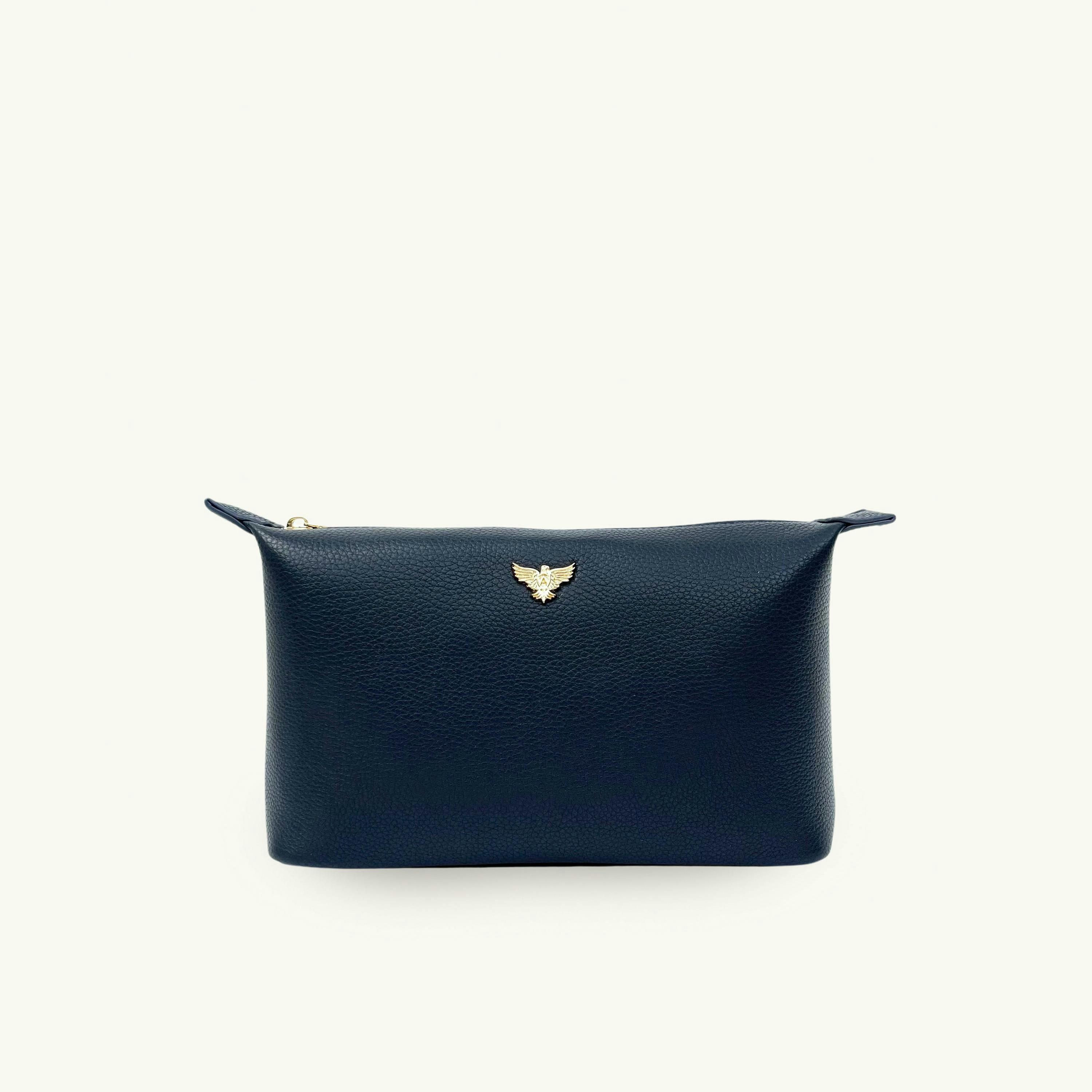 Medium Leather Navy Beauty Bag , view 1 of 3