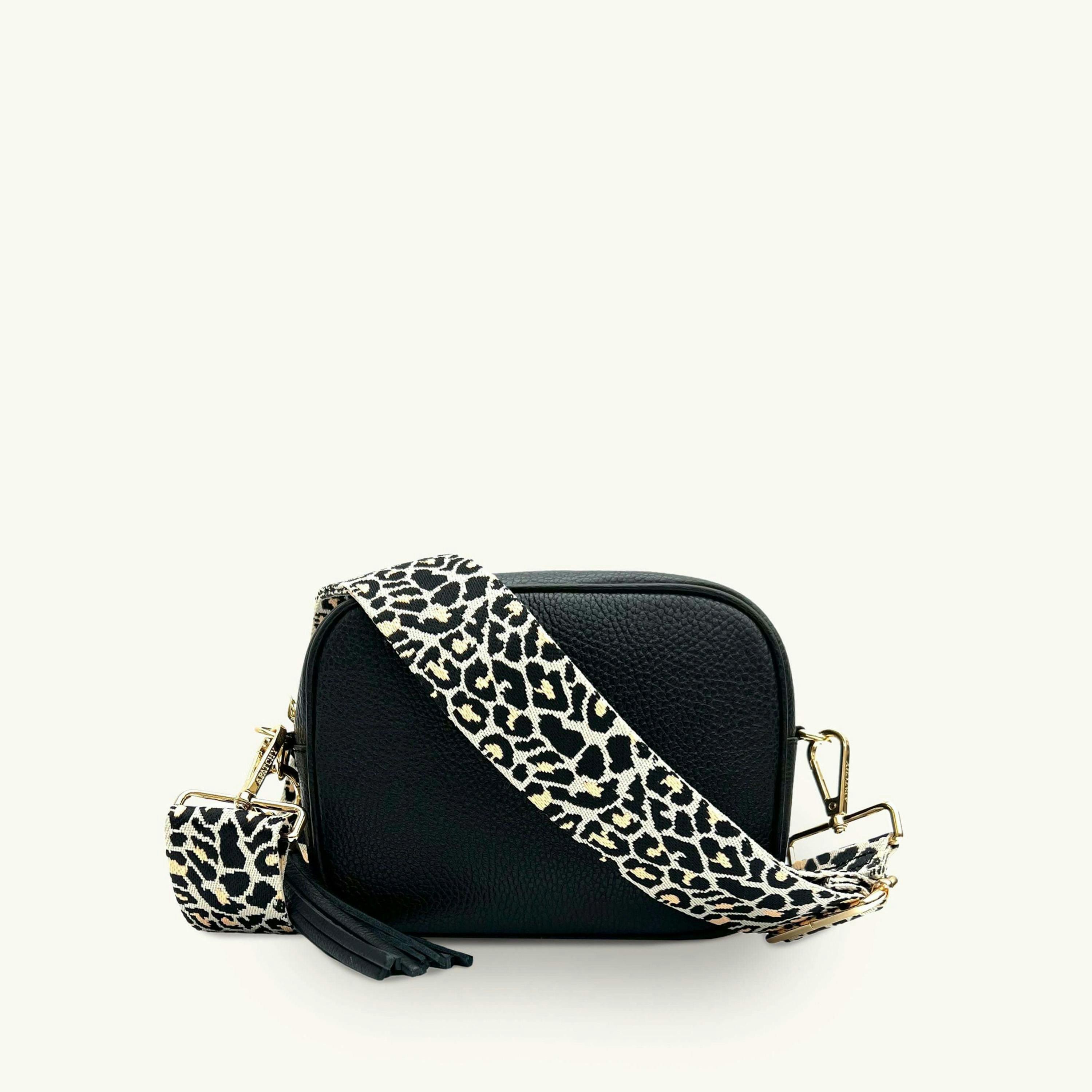 The Tassel Leather Crossbody Bag With Apricot Cheetah Strap , view 1 of 6