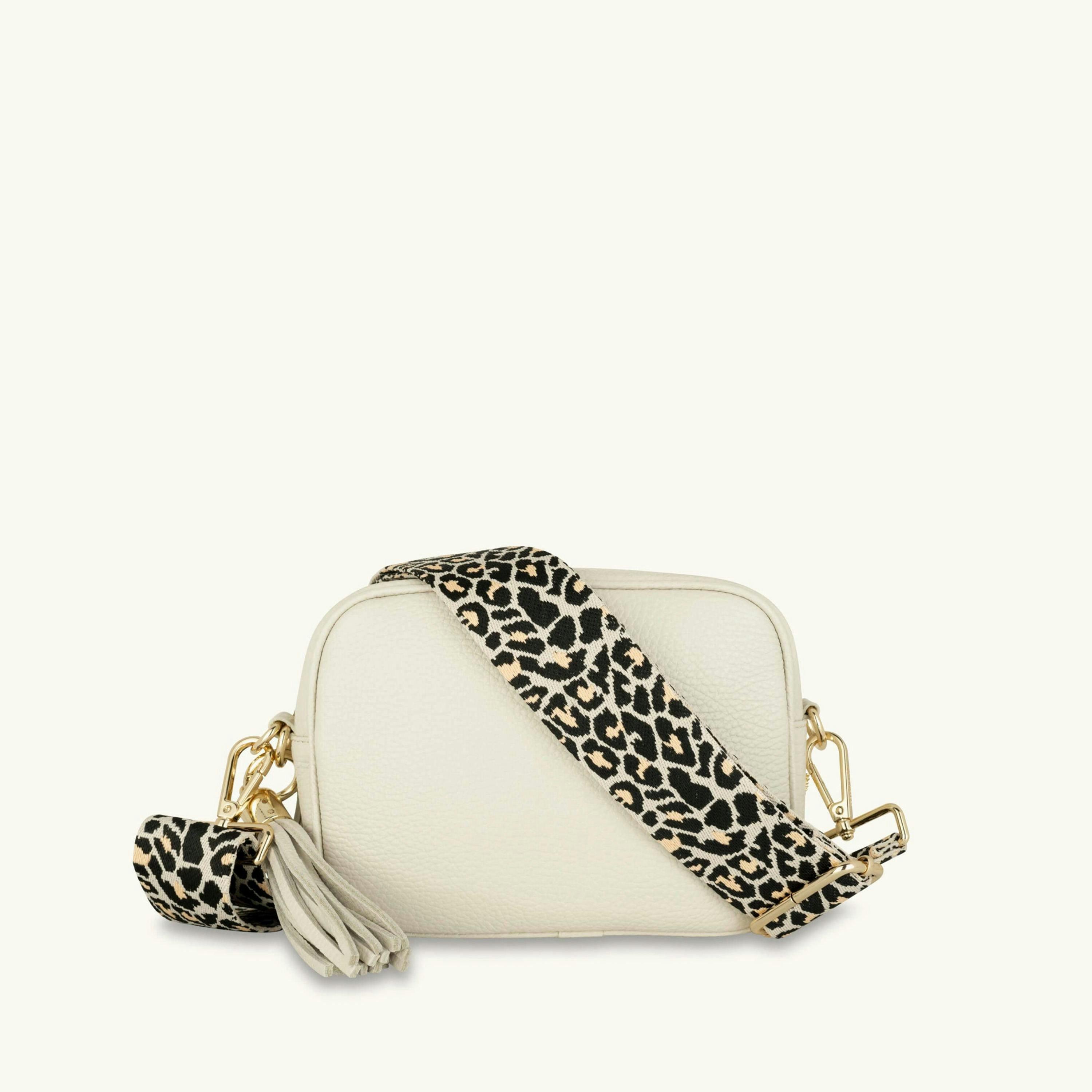 The Tassel Leather Crossbody Bag With Apricot Cheetah Strap , view 1 of 6