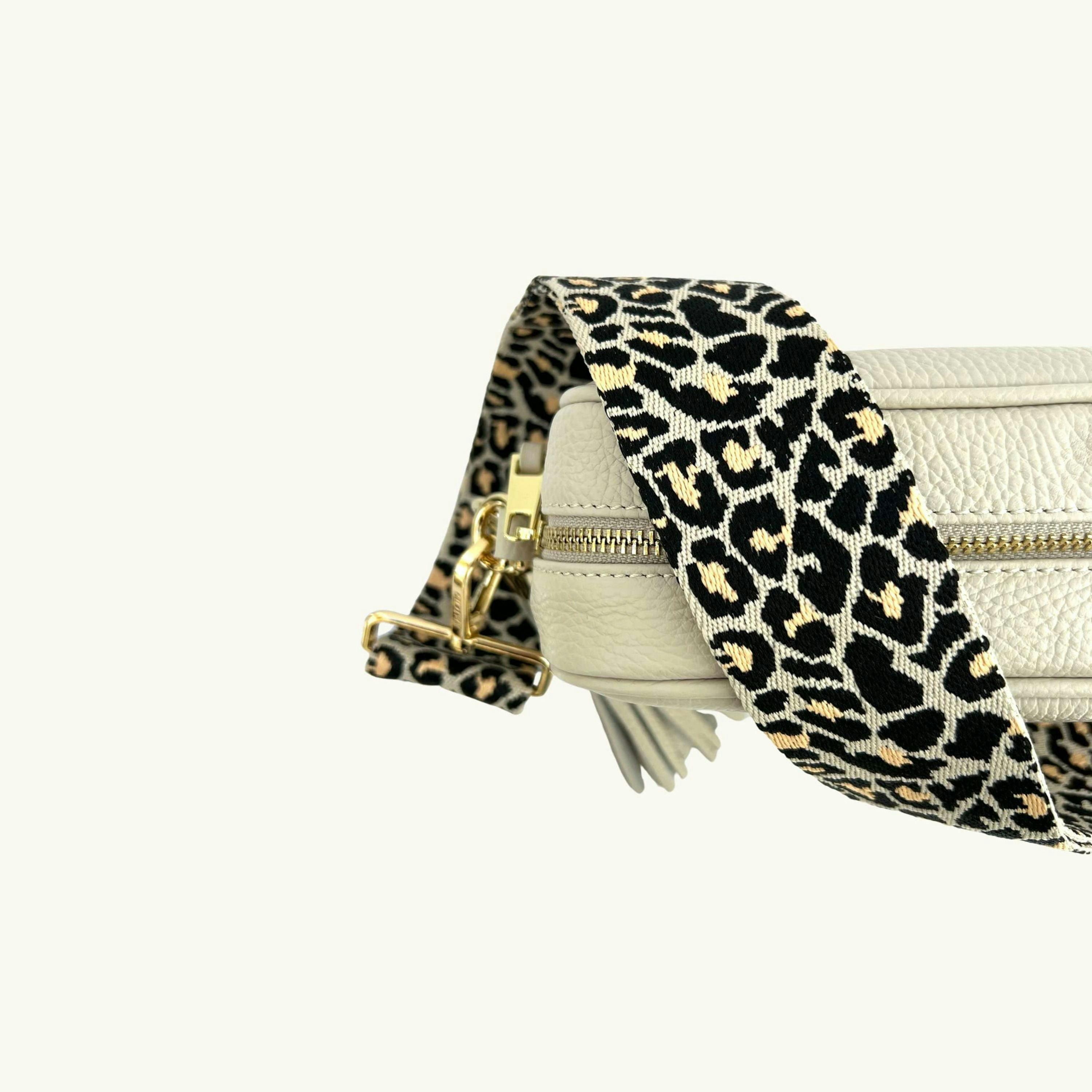 The Tassel Leather Crossbody Bag With Apricot Cheetah Strap , view 3 of 6