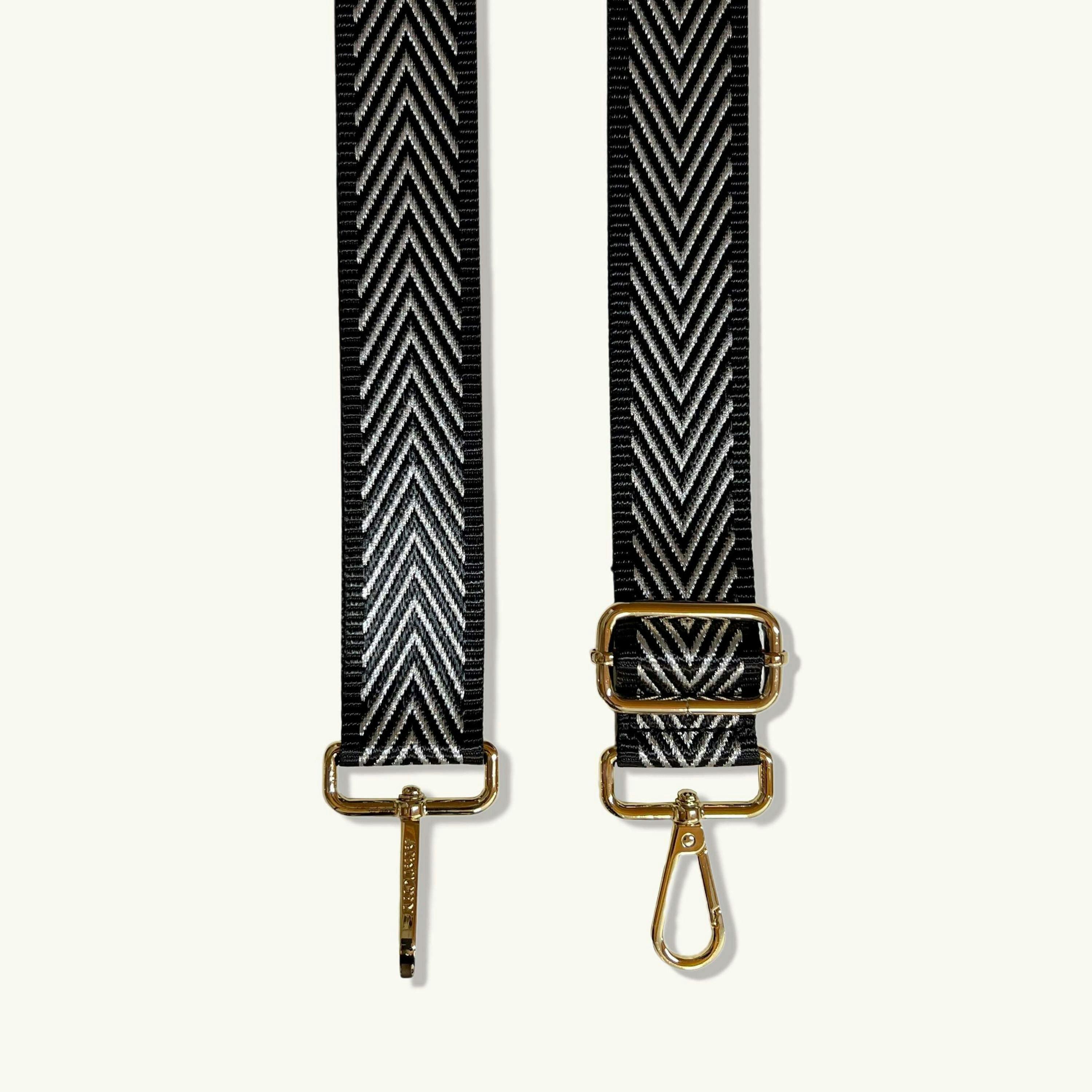 The Tassel Leather Crossbody Bag With Black & Silver Chevron Strap , view 6 of 6