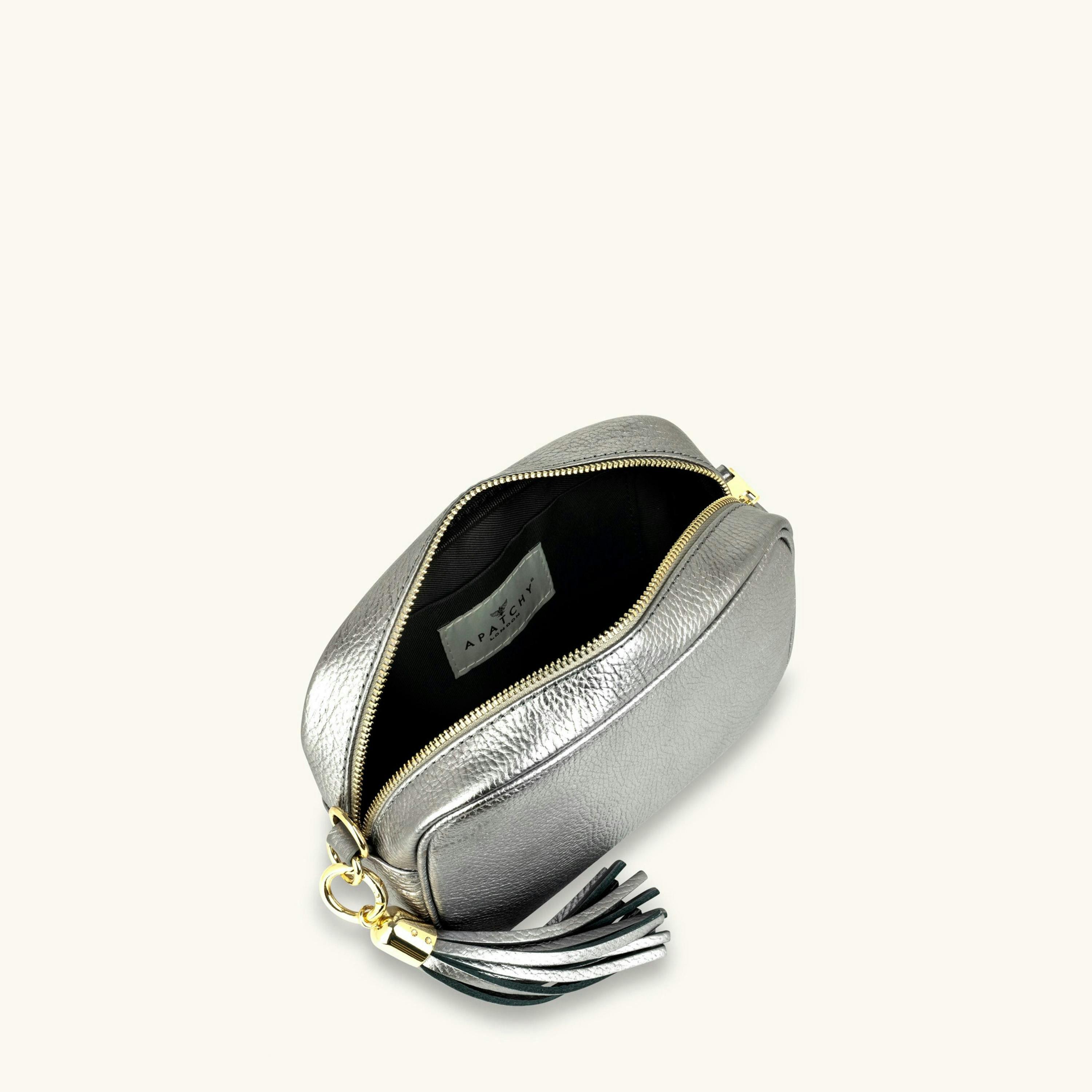 The Tassel Leather Crossbody Bag With Gold Chain Strap , view 5 of 6