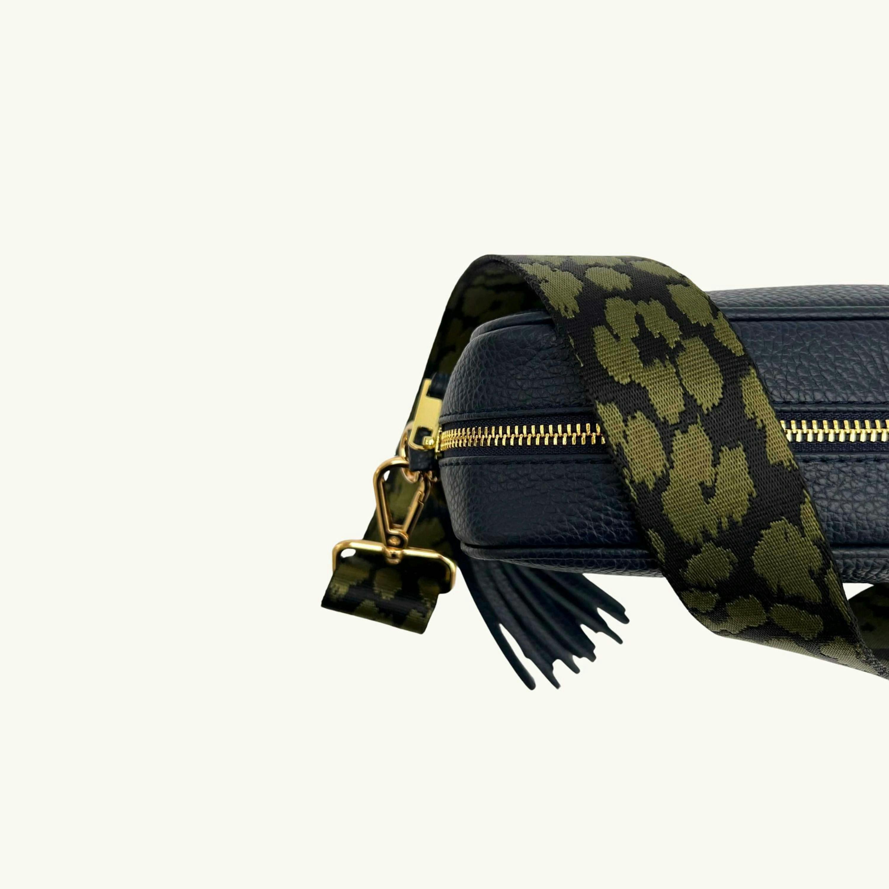 The Tassel Leather Crossbody Bag With Olive Green Cheetah Strap , view 3 of 6