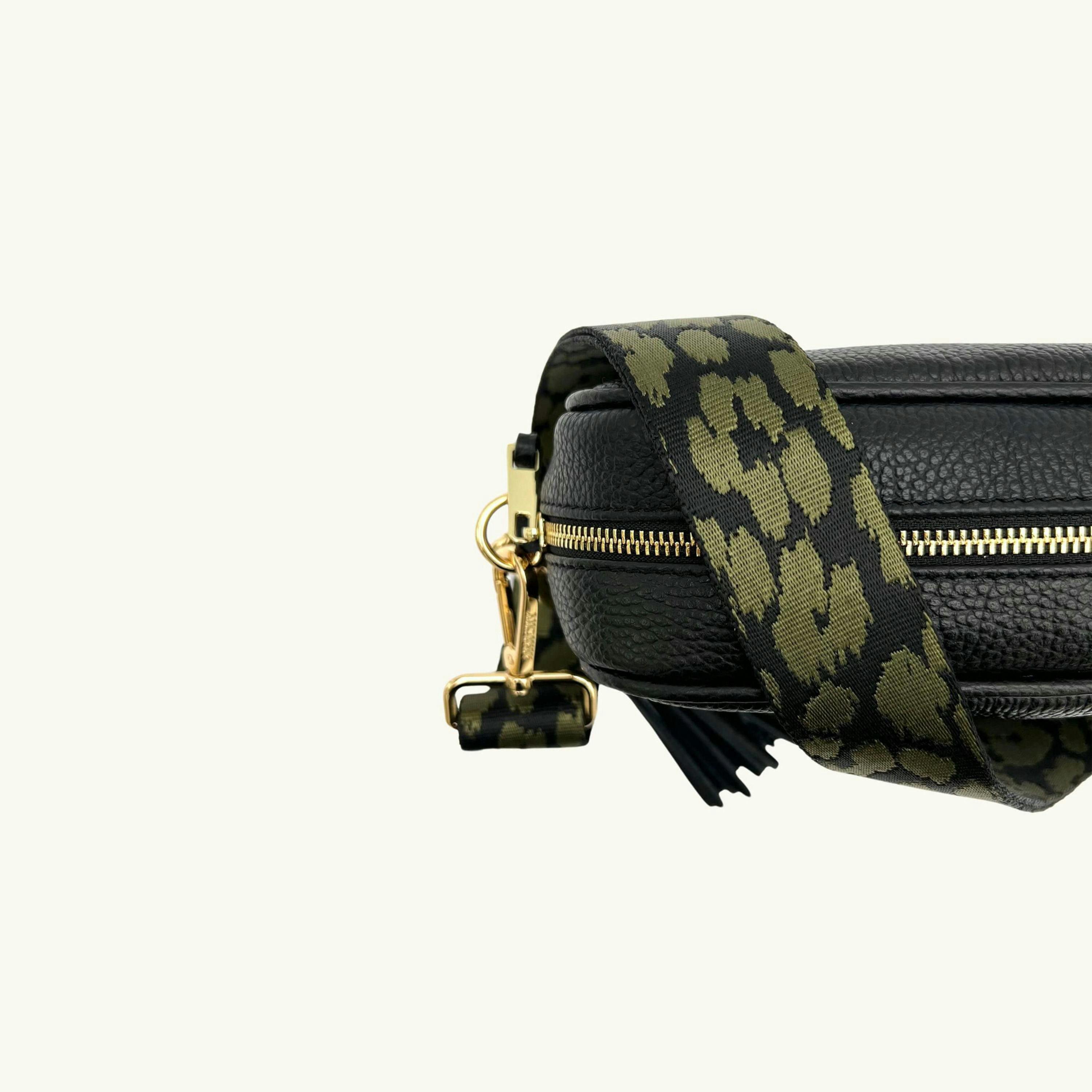 The Tassel Leather Crossbody Bag With Olive Green Cheetah Strap , view 3 of 6