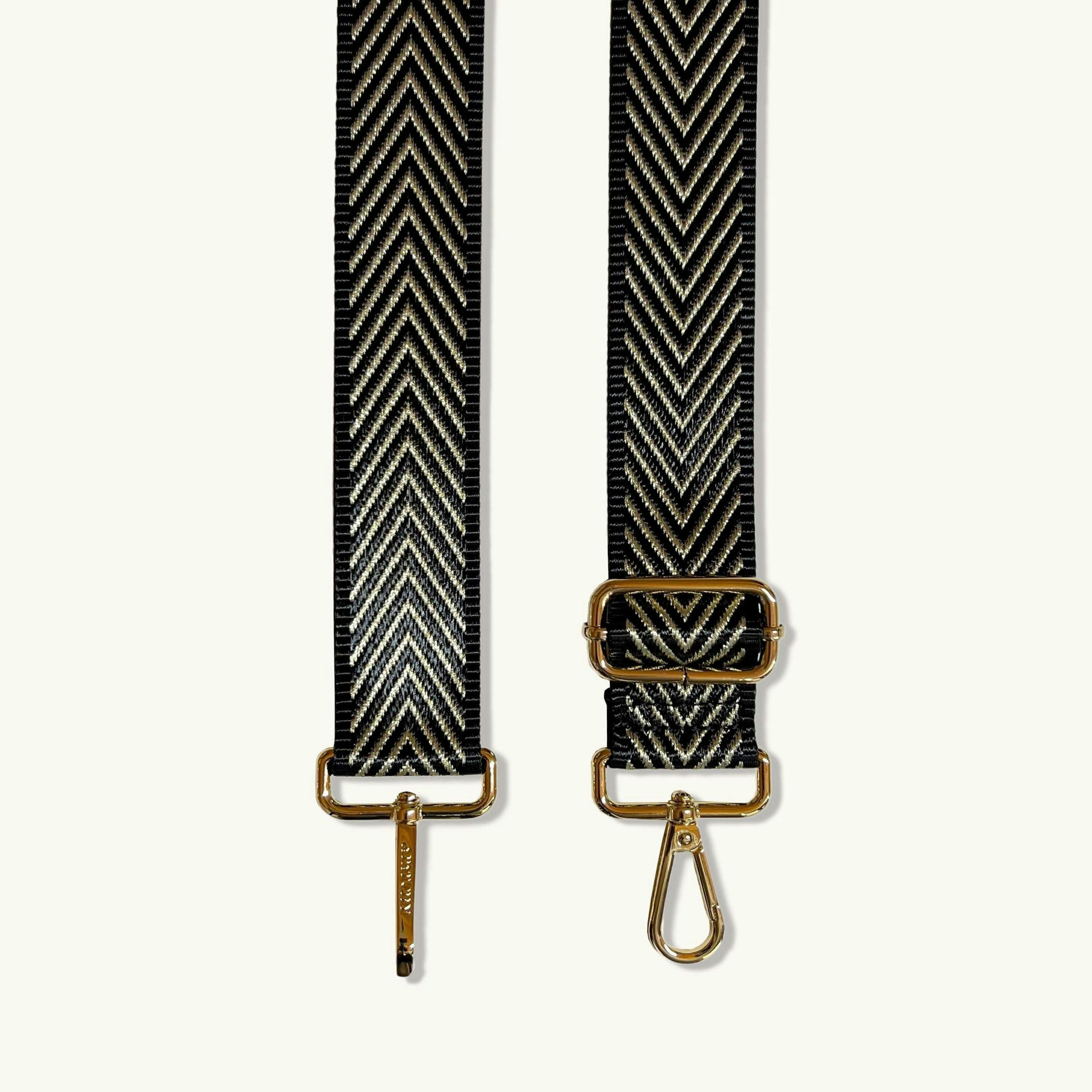 The Tassel Leather Crossbody Bag With Black & Gold Chevron Strap , view 6 of 6
