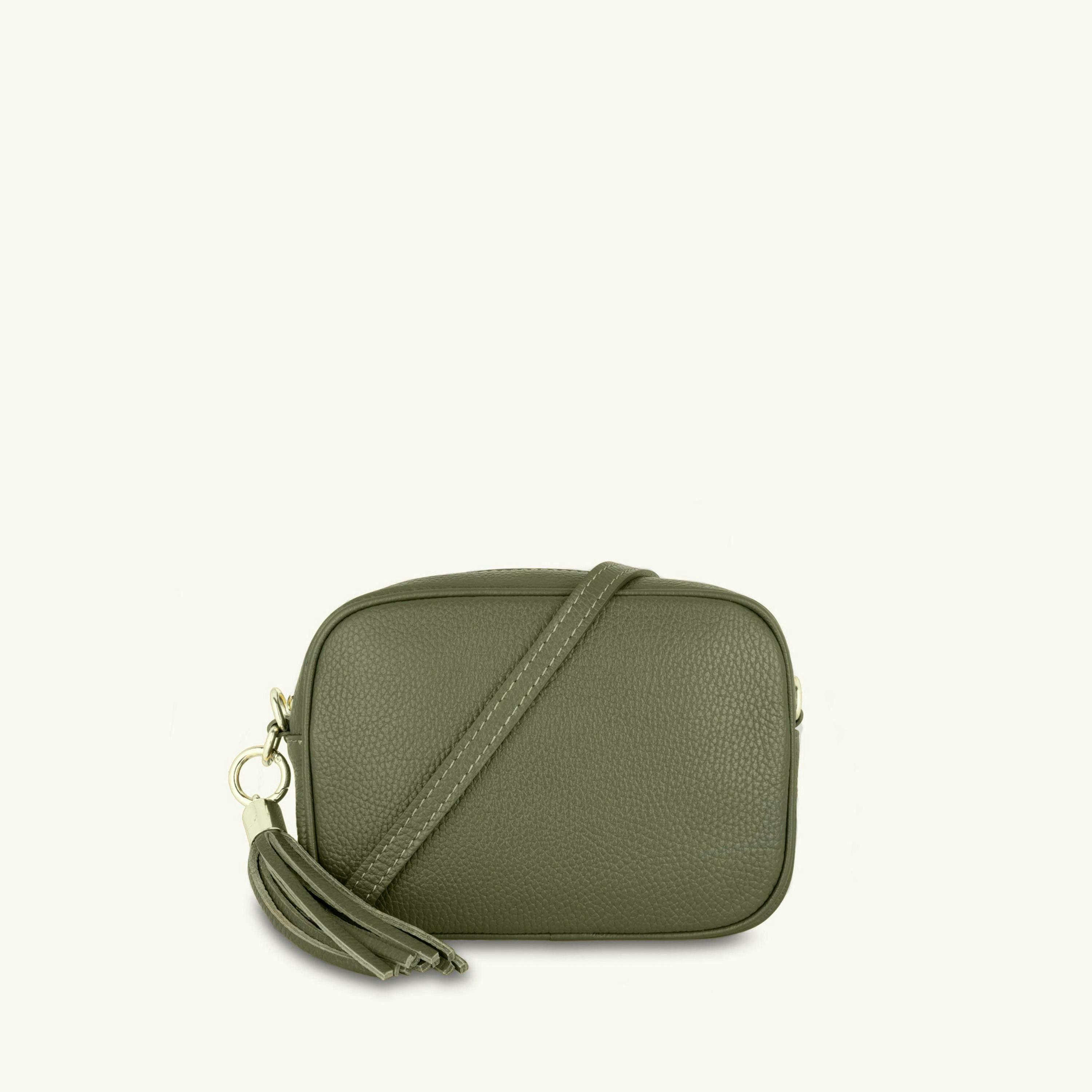 The Tassel Leather Crossbody Bag With Gold Chain Strap , view 2 of 5