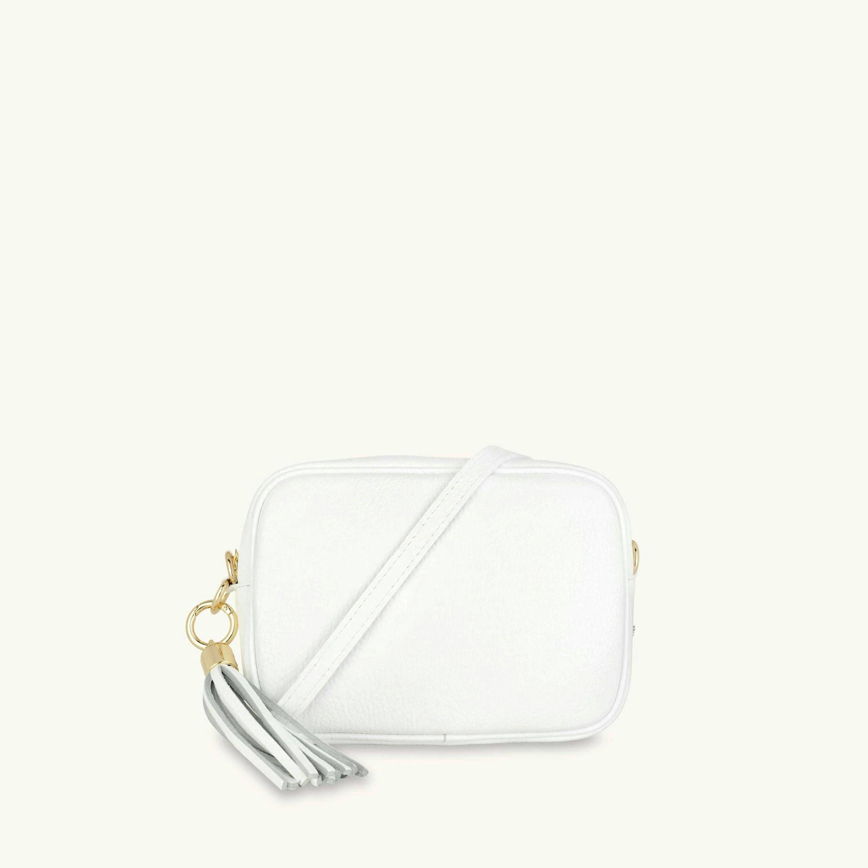 The Tassel Leather Crossbody Bag With Denim Blue Chevron Strap , view 2 of 6