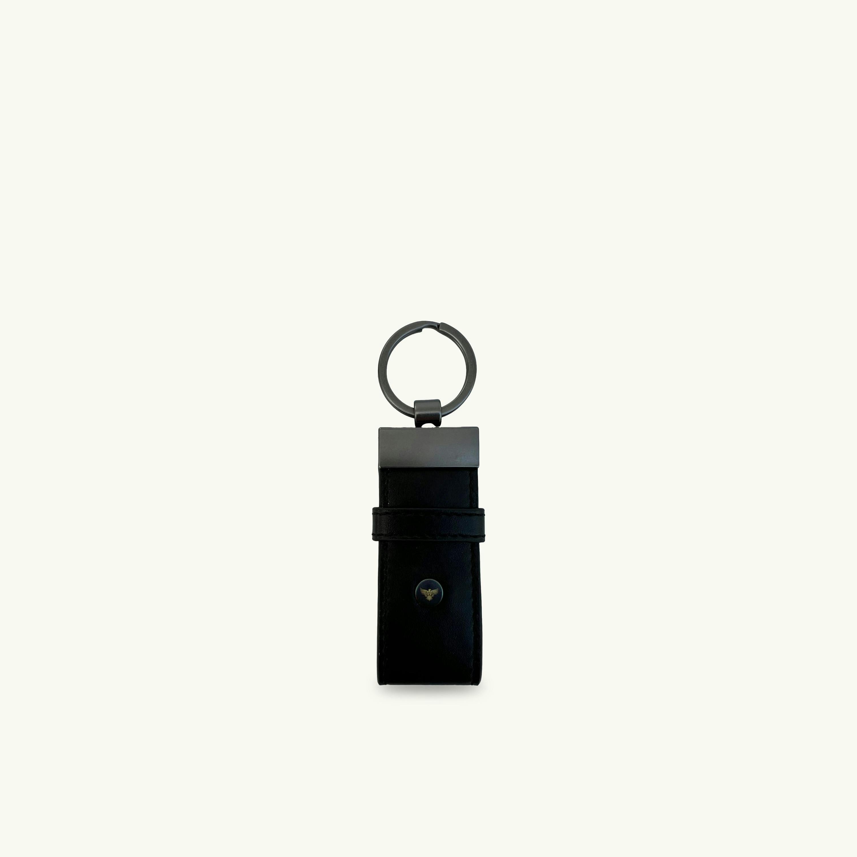 Black Leather Luggage Tag and Loop Keyring Gift Set , view 3 of 6
