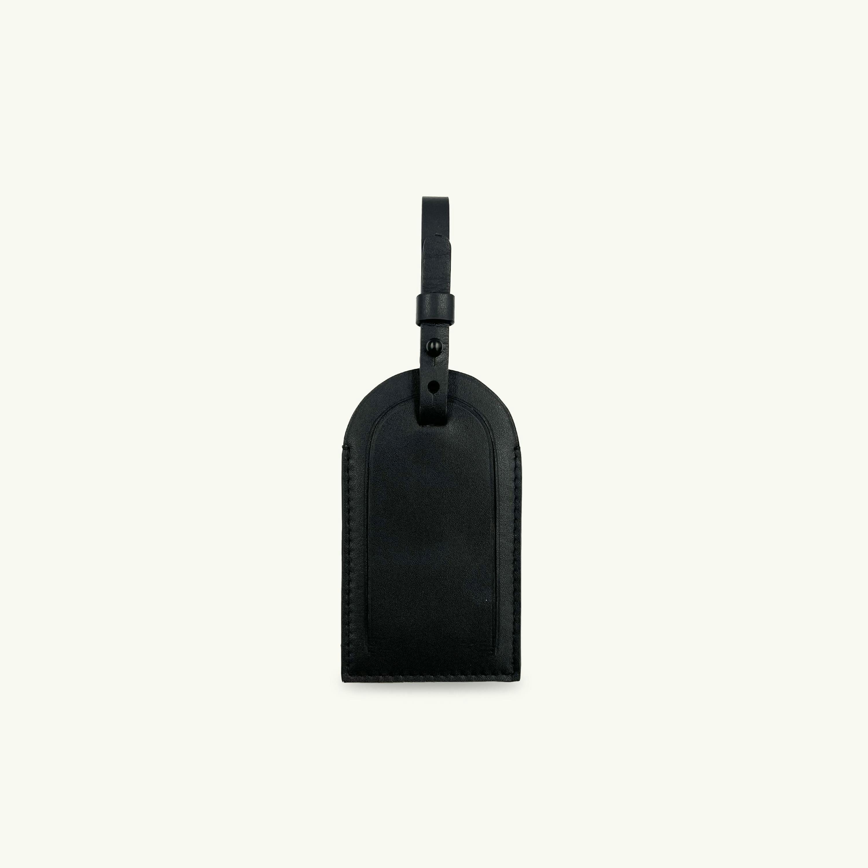 Black Leather Luggage Tag and Loop Keyring Gift Set , view 4 of 6