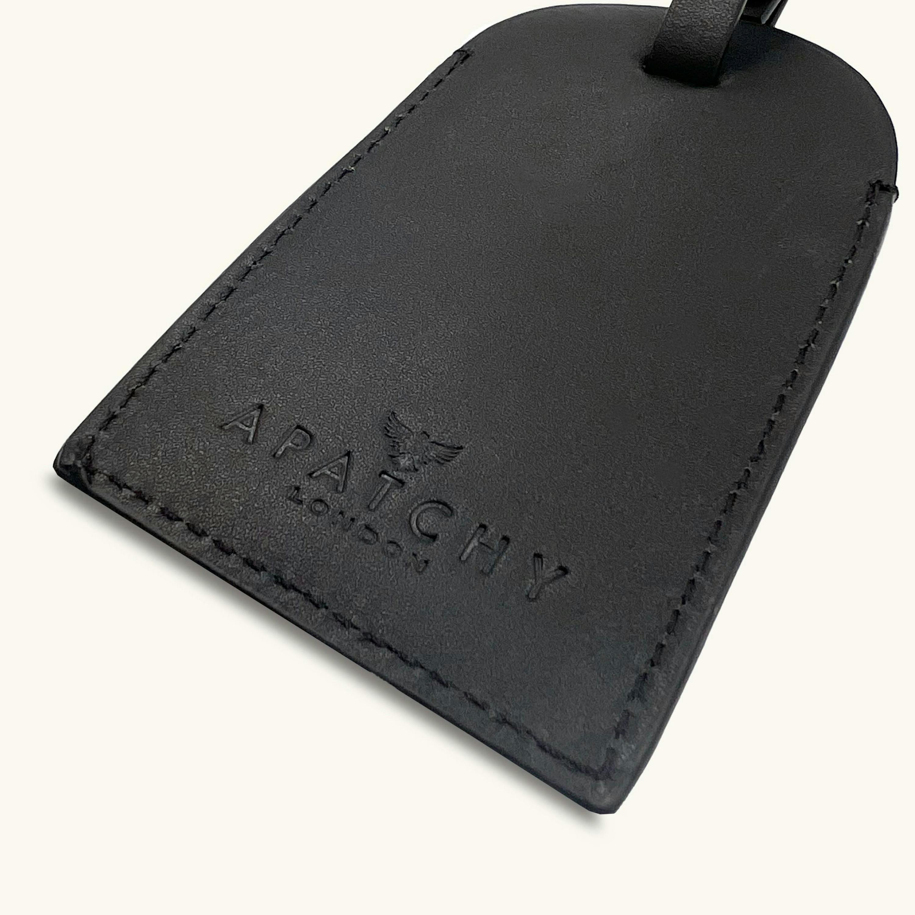 Black Leather Luggage Tag and Loop Keyring Gift Set , view 6 of 6