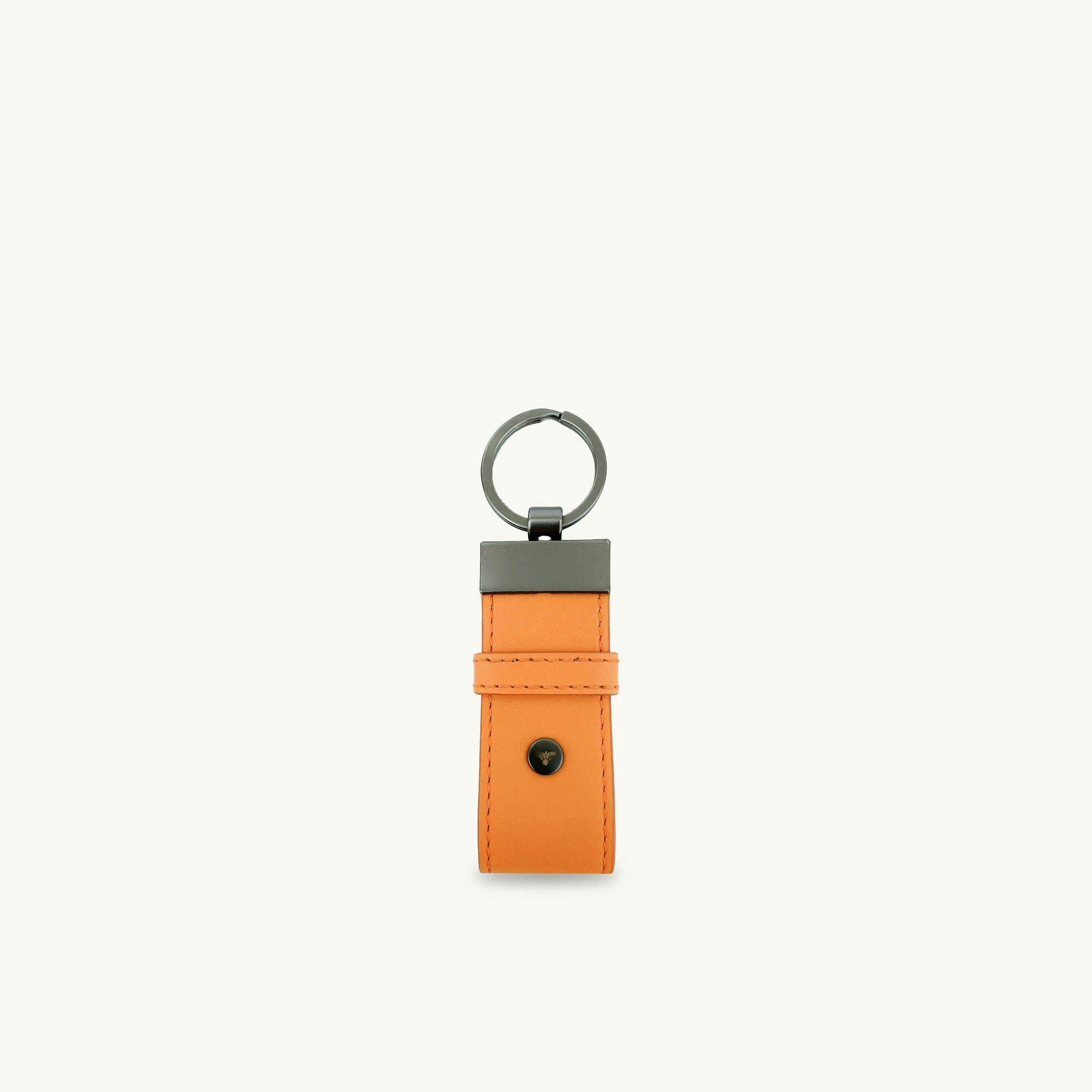 Black Leather Luggage Tag and Orange Loop Keyring Gift Set , view 3 of 6