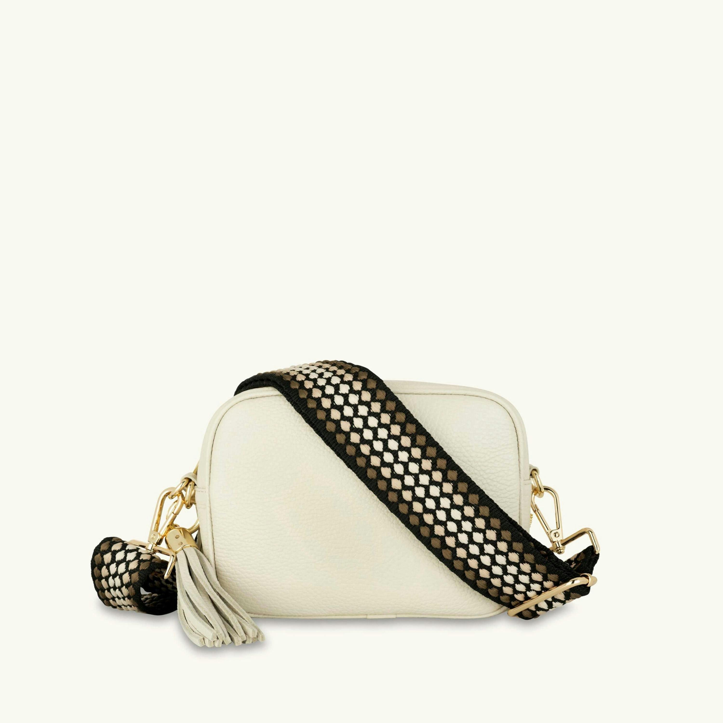 The Tassel Leather Crossbody Bag With Cappuccino Dots Strap , view 1 of 6