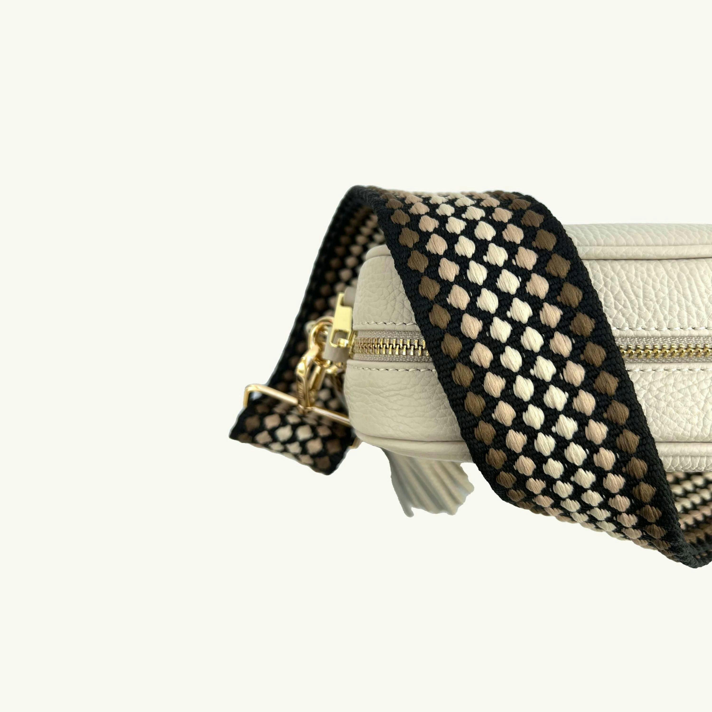 The Tassel Leather Crossbody Bag With Cappuccino Dots Strap , view 3 of 6
