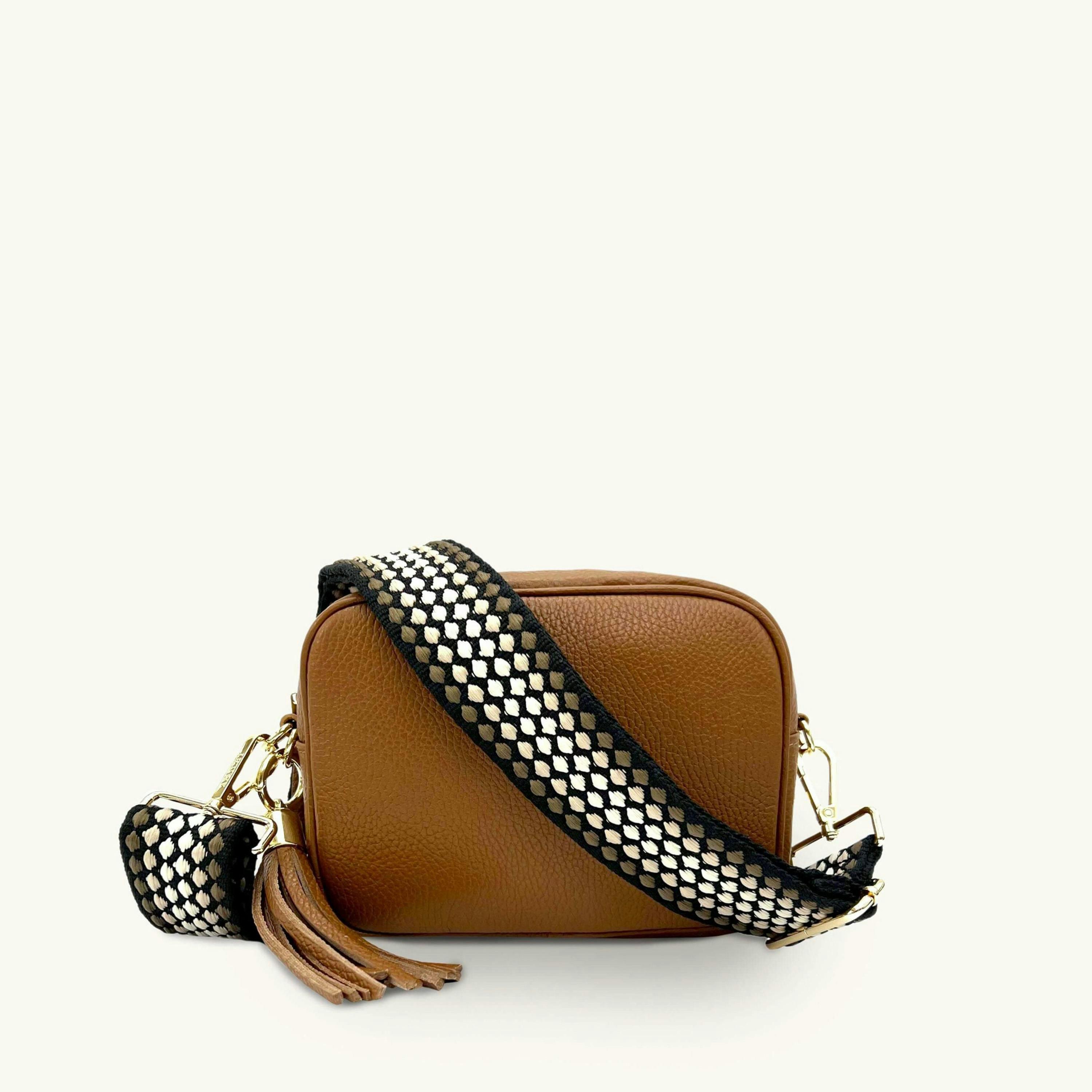 The Tassel Leather Crossbody Bag With Cappuccino Dots Strap , view 1 of 6