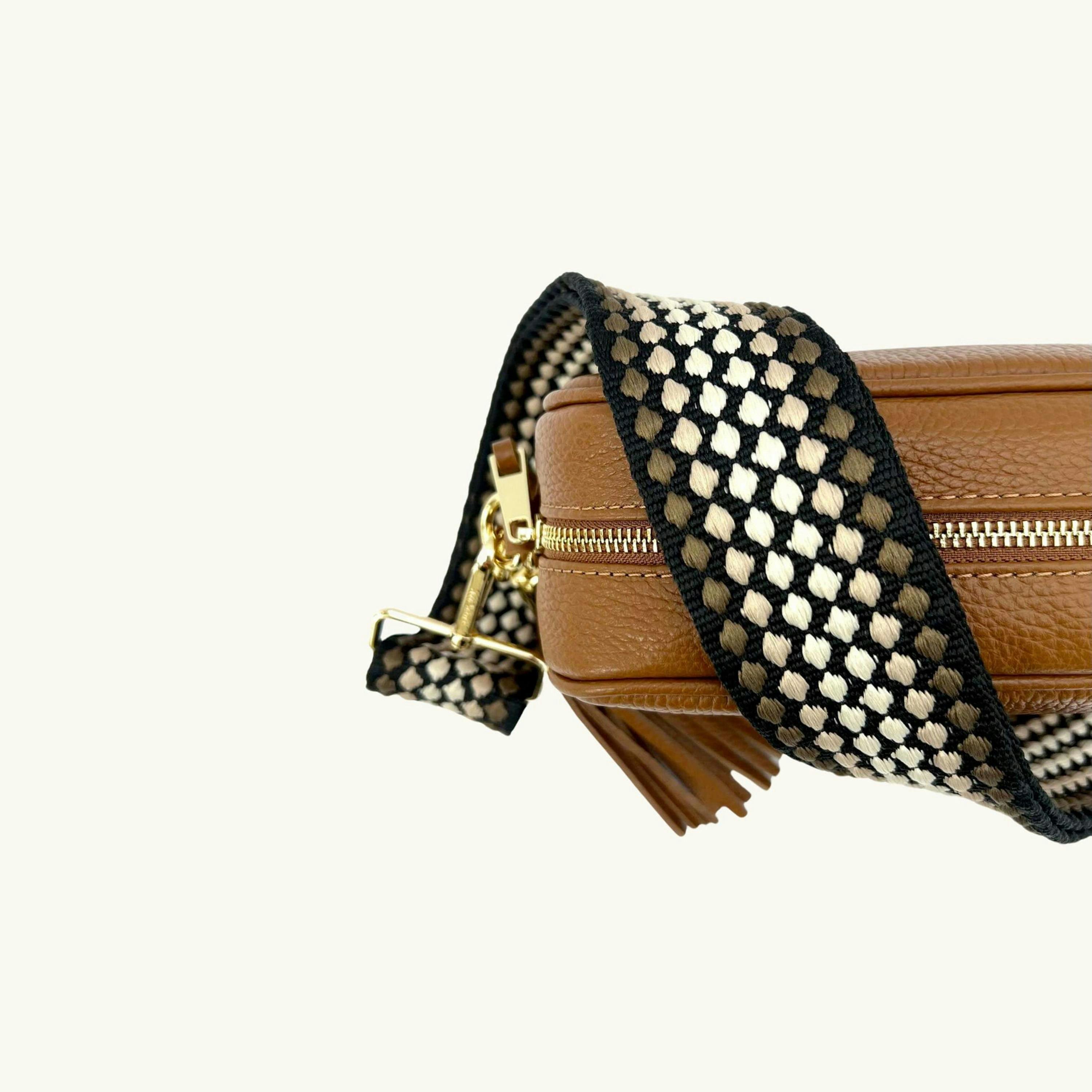 The Tassel Leather Crossbody Bag With Cappuccino Dots Strap , view 3 of 6