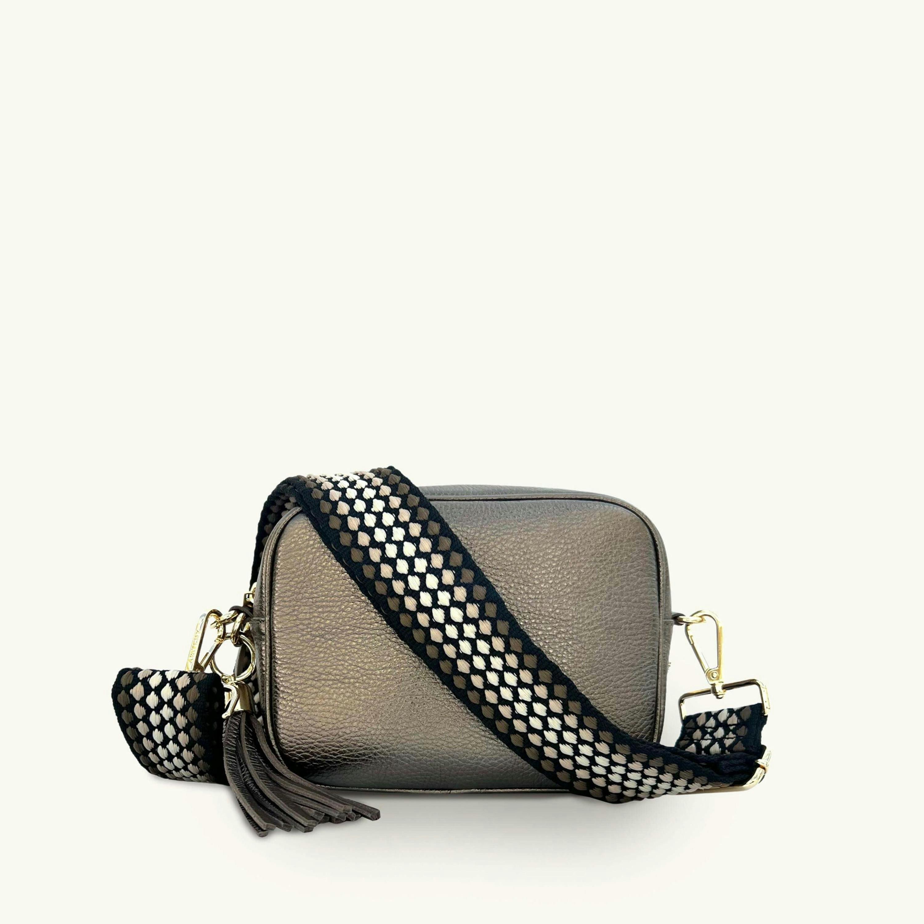 The Tassel Leather Crossbody Bag With Cappuccino Dots Strap , view 1 of 6