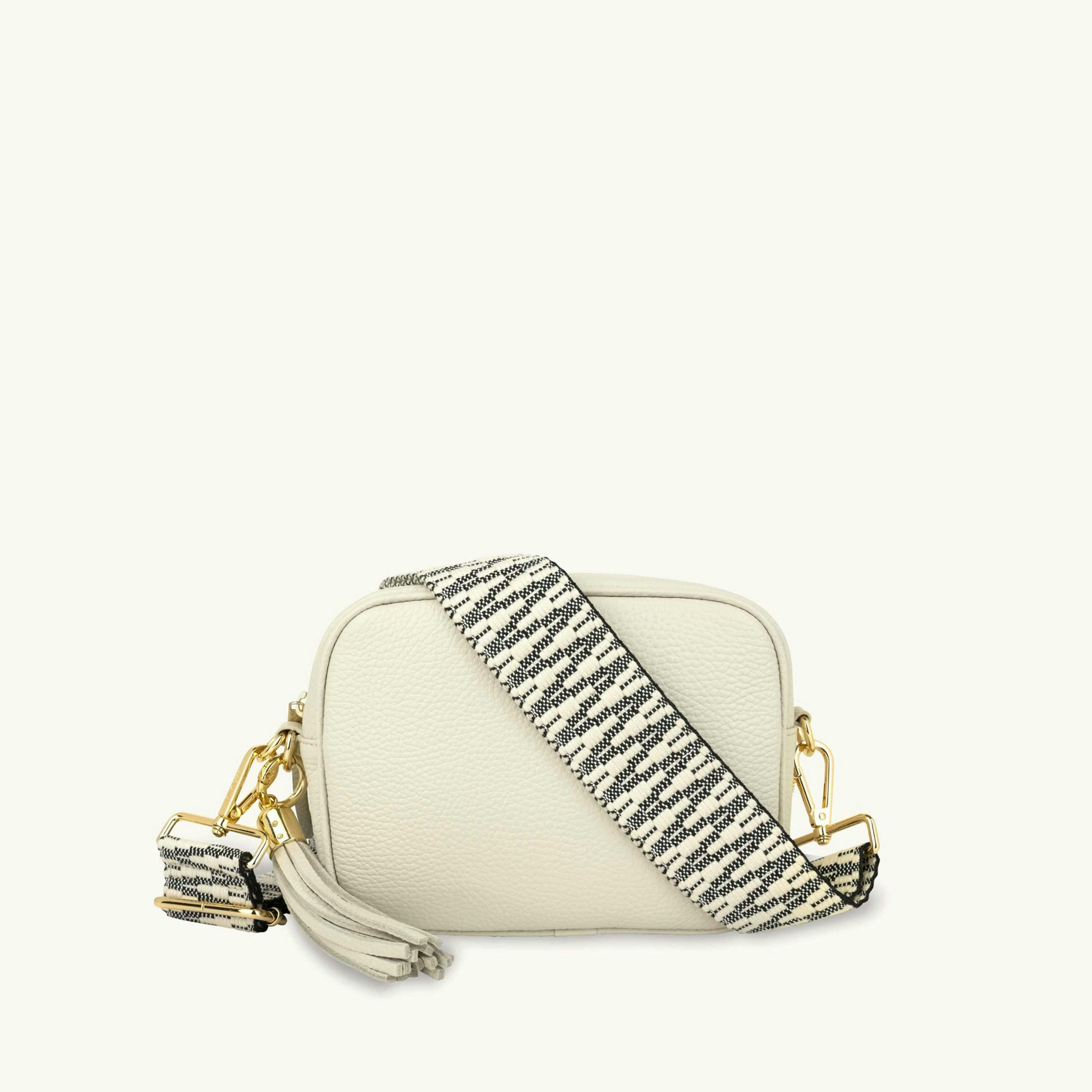 The Tassel Leather Crossbody Bag With Midnight Zigzag Strap , view 1 of 6