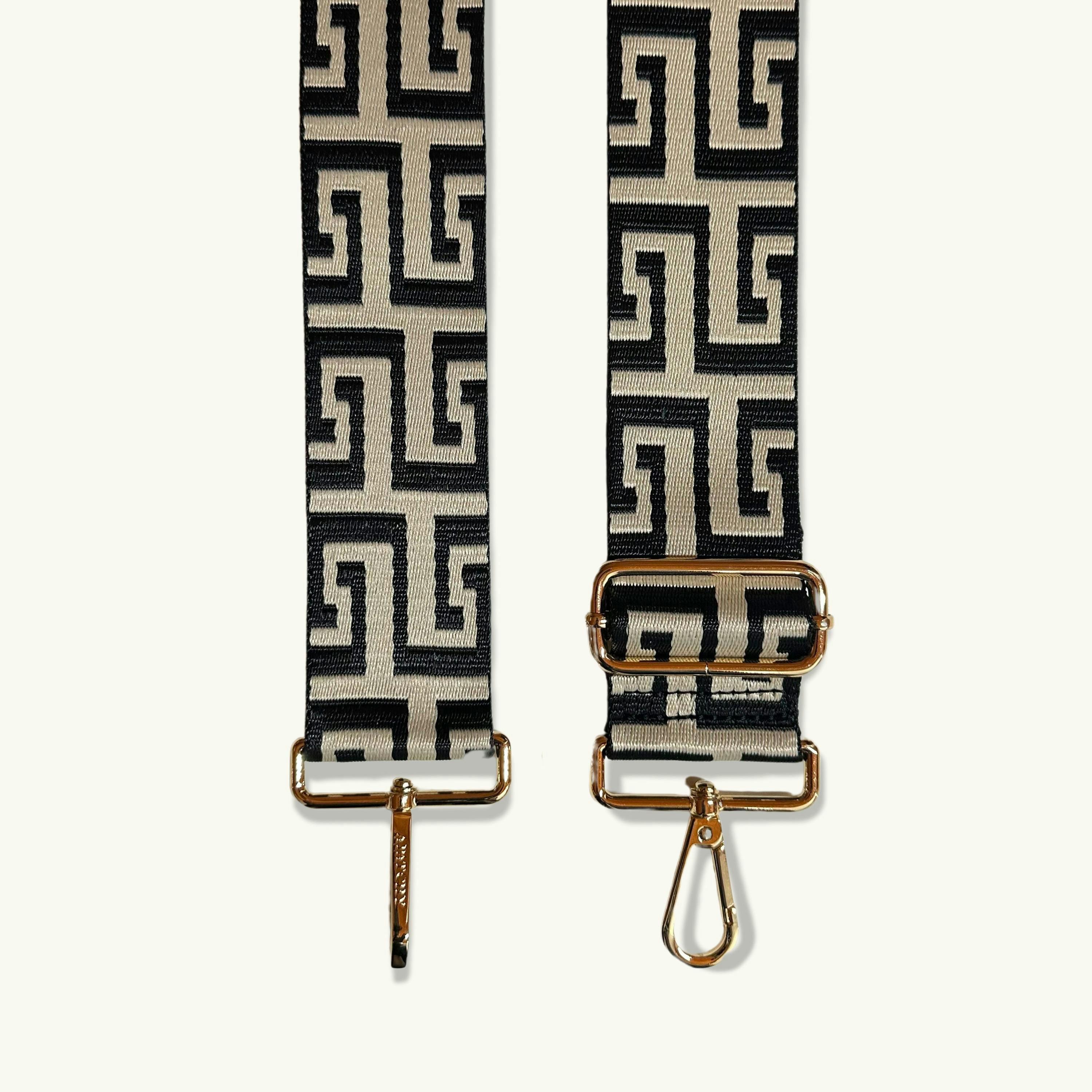 The Tassel Leather Crossbody Bag With Black and Stone Maze Strap , view 6 of 6