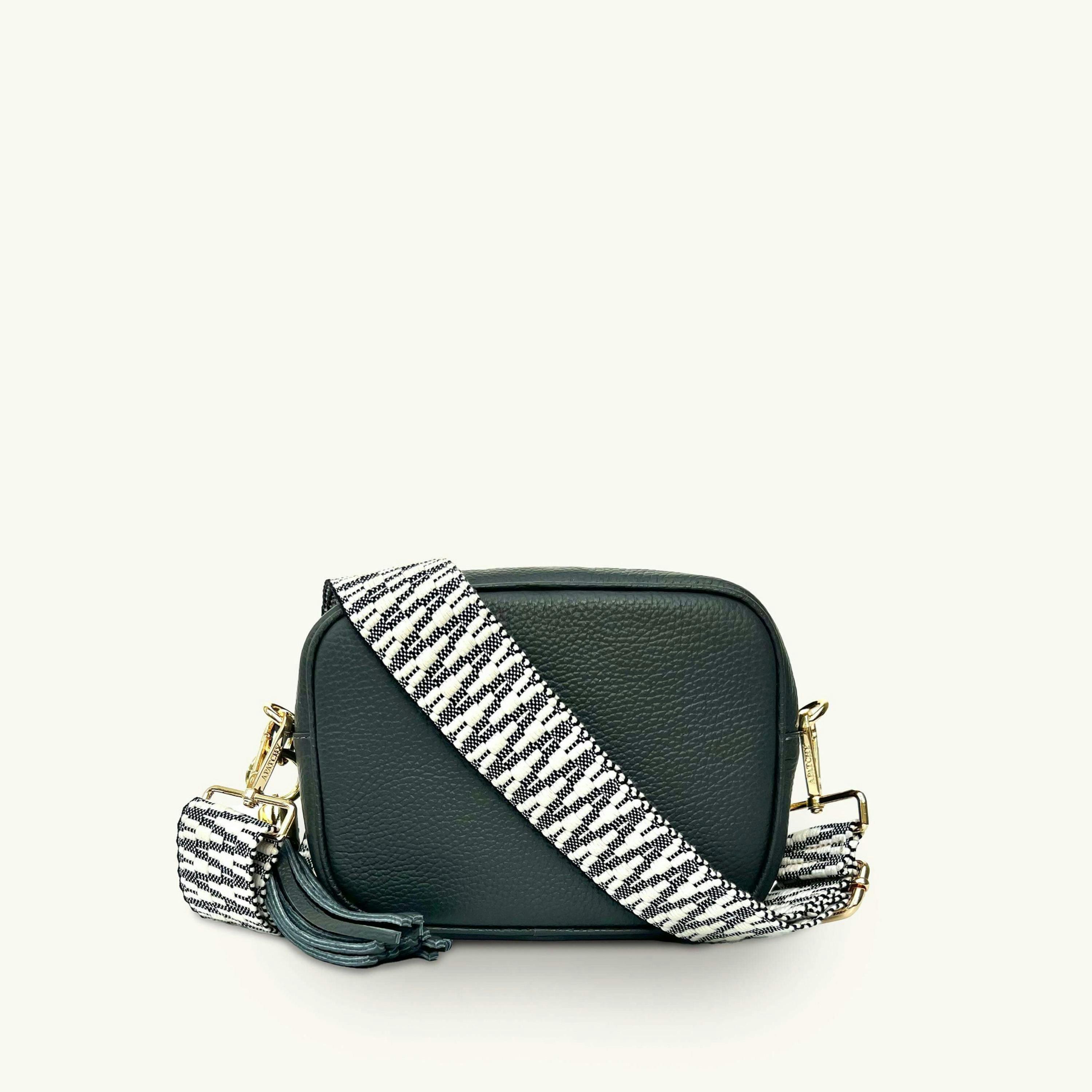 The Tassel Leather Crossbody Bag With Midnight Zigzag Strap , view 1 of 6