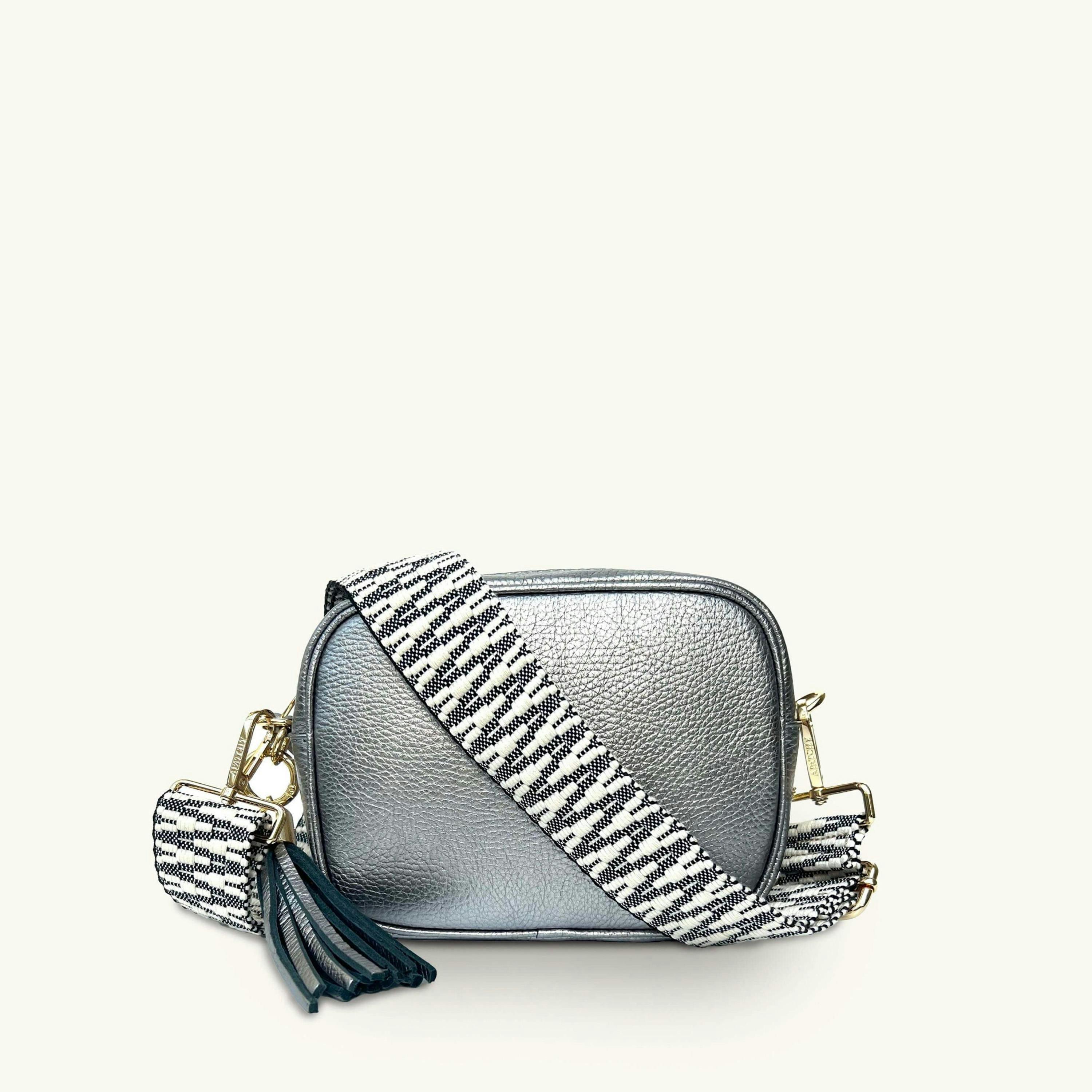 The Tassel Leather Crossbody Bag With Midnight Zigzag Strap , view 1 of 6