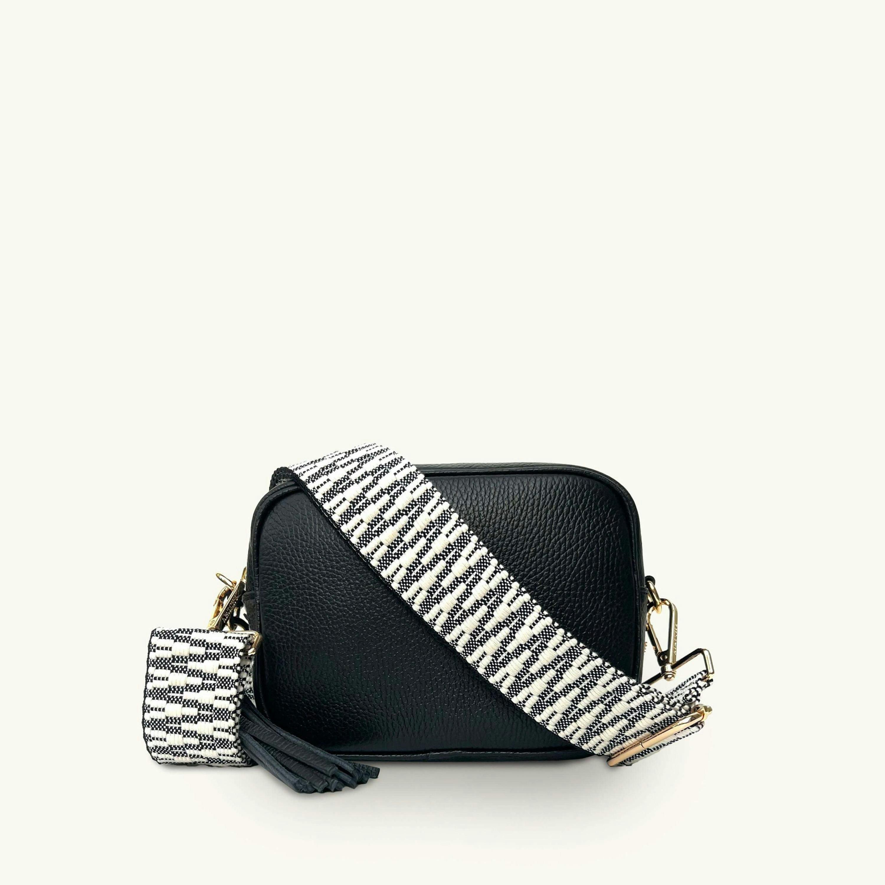 The Tassel Leather Crossbody Bag With Midnight Zigzag Strap , view 1 of 6