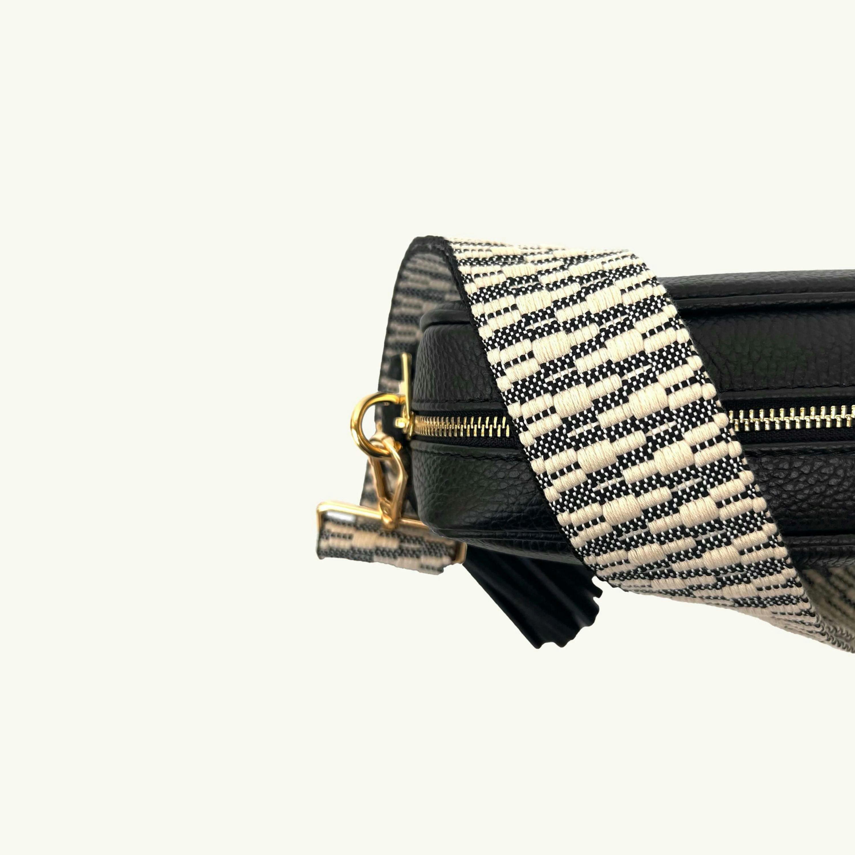 The Tassel Leather Crossbody Bag With Midnight Zigzag Strap , view 3 of 6