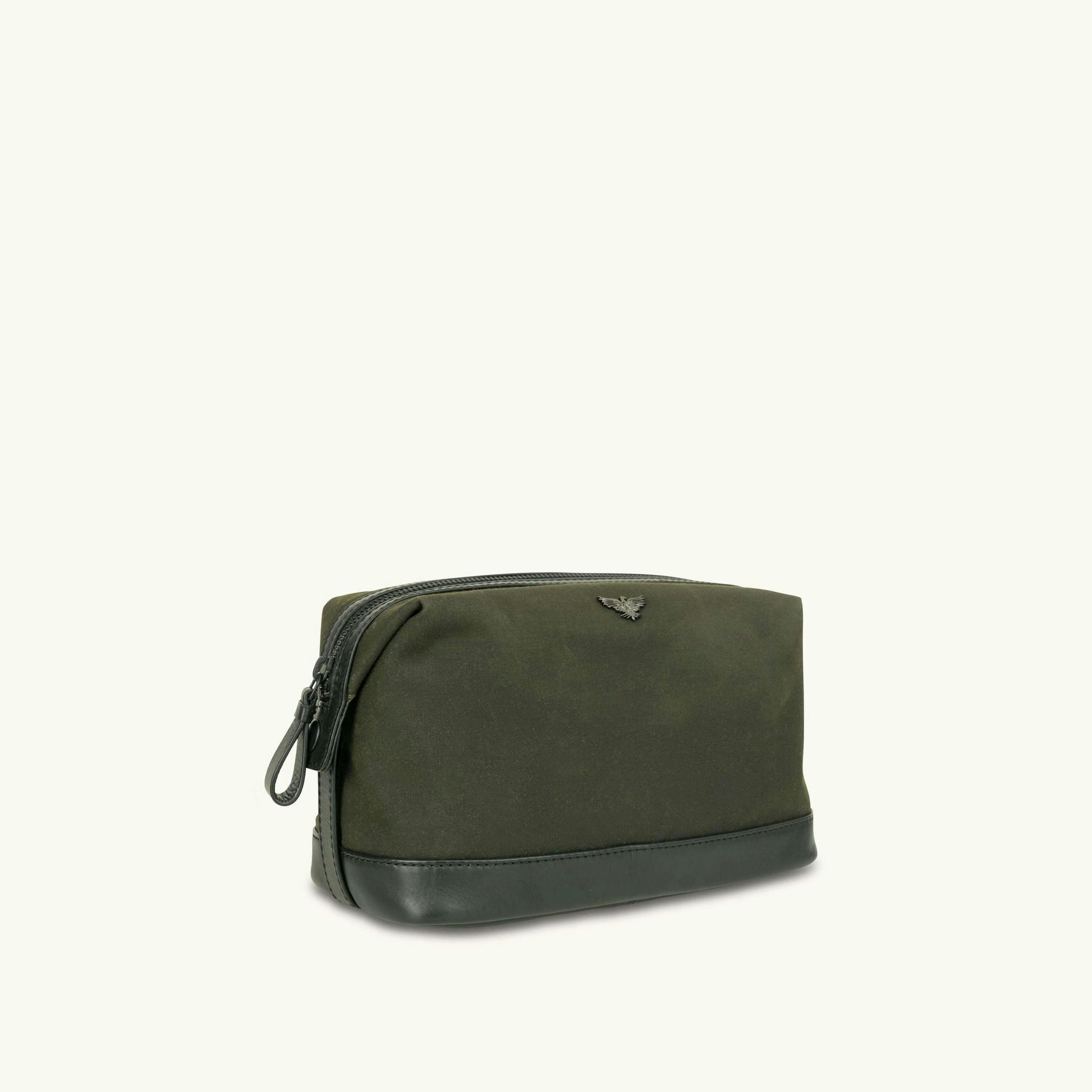 The Cavendish Waxed Canvas & Leather Wash Bag , view 5 of 5