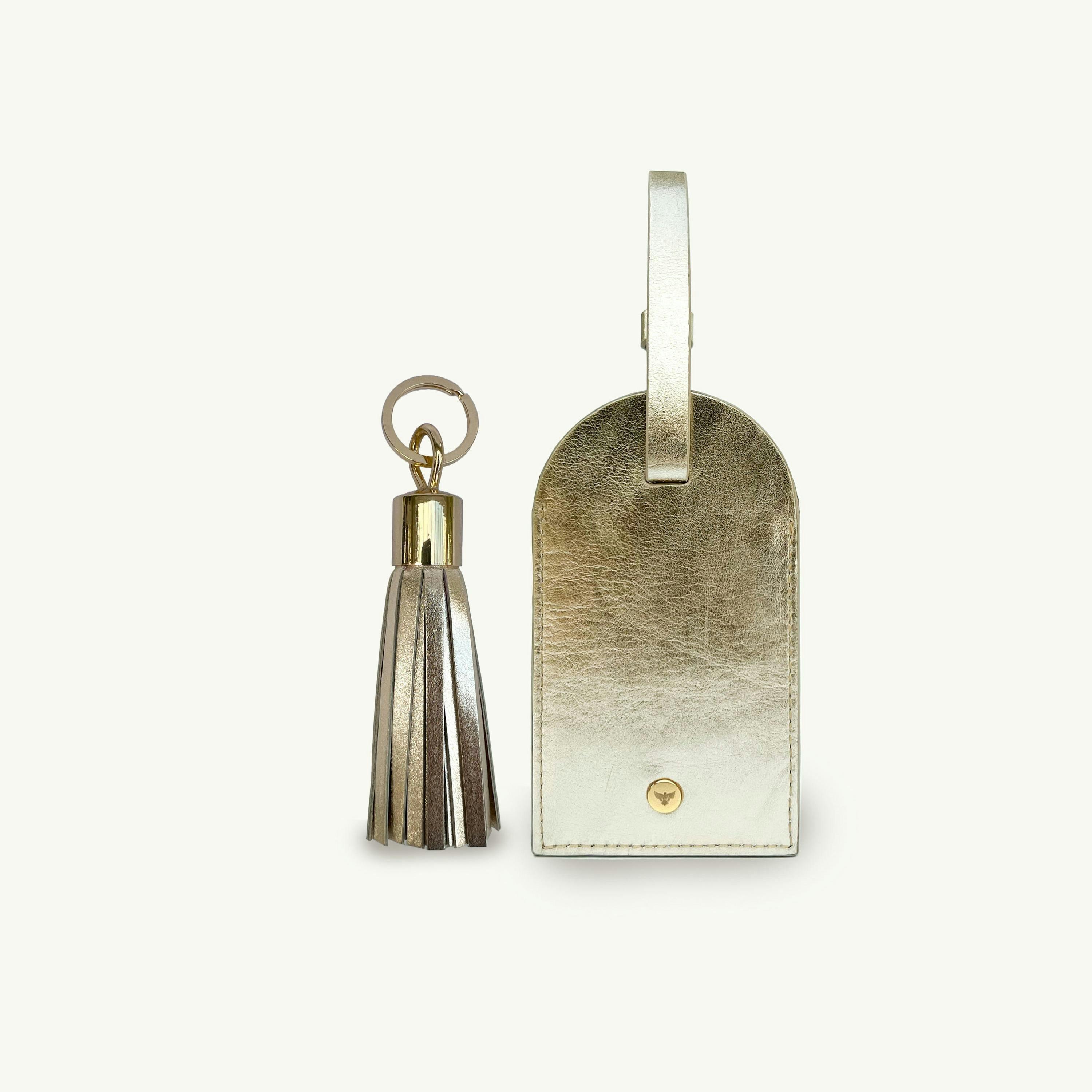 Gold Leather Luggage Tag and Tassel Gift Set , view 1 of 6