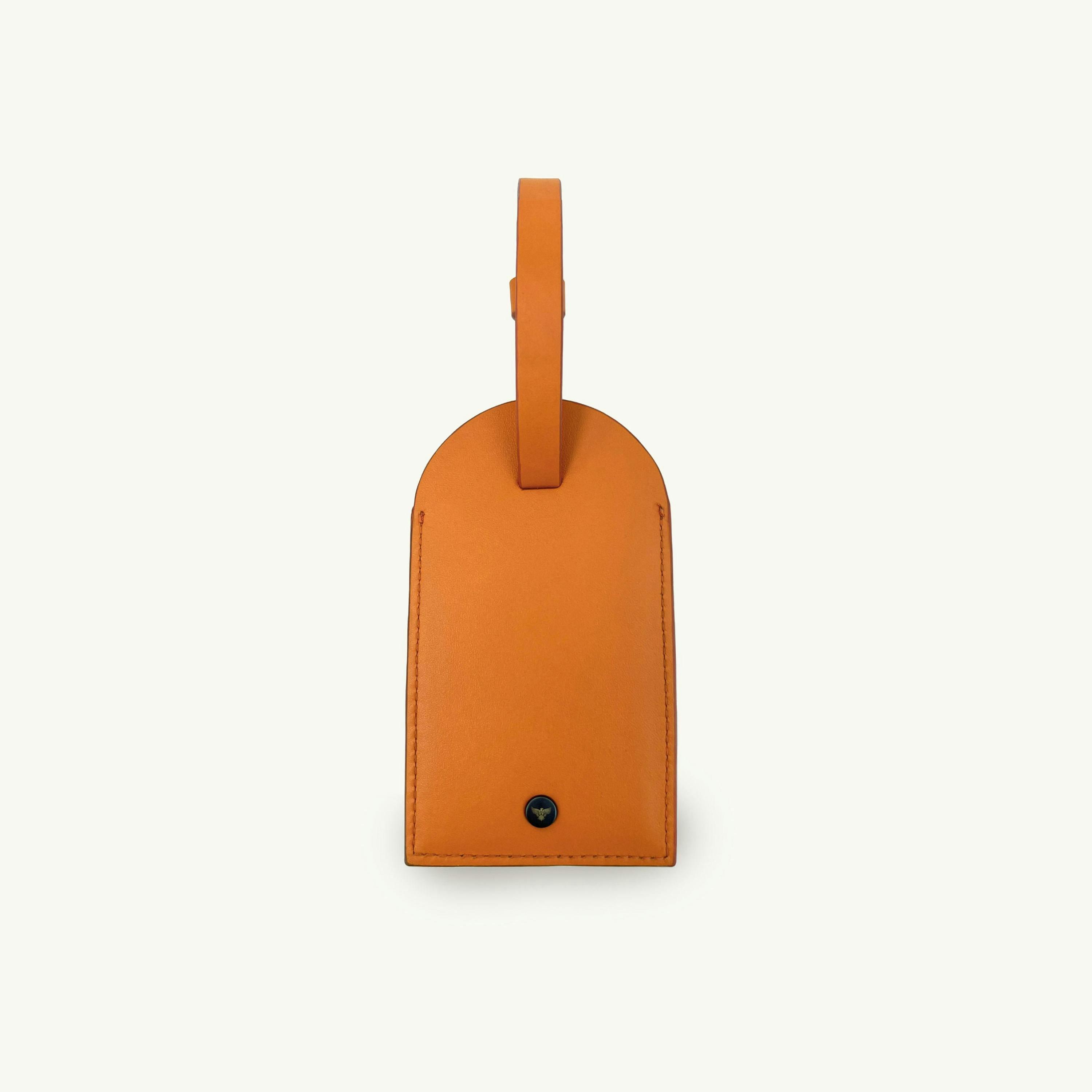 Orange Leather Luggage Tag and Loop Keyring Gift Set , view 2 of 6